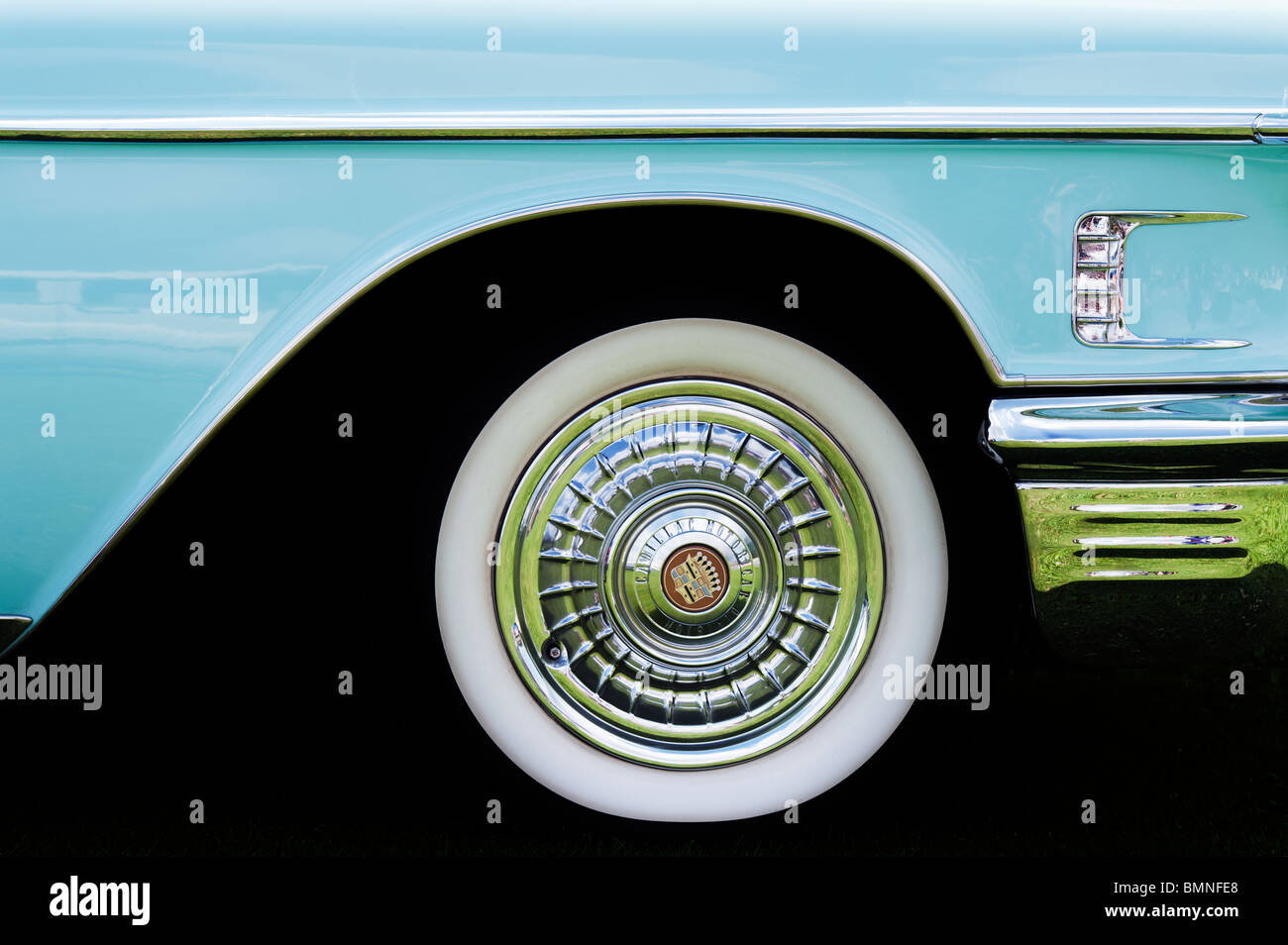 Cadillac 1958 Résumé du passage de roue. Classic American car Banque D'Images