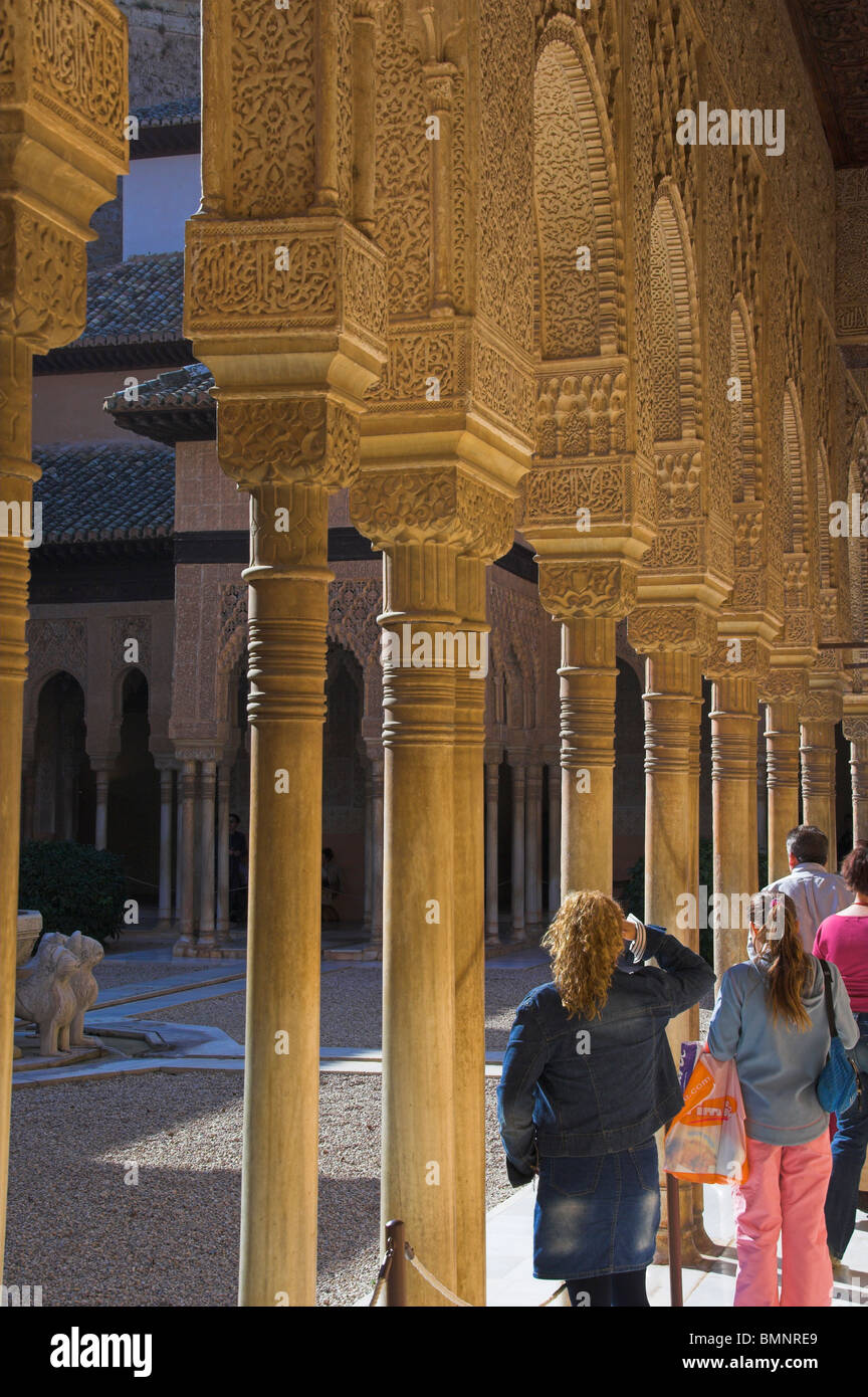 Palais de l'Alhambra, Patio de los Leones Banque D'Images
