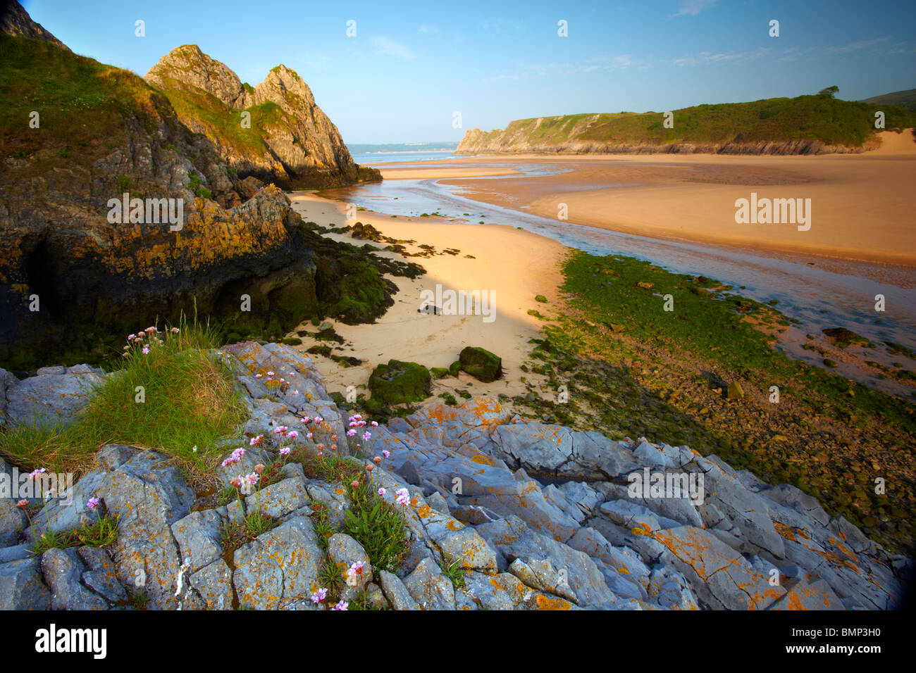 Trois falaises Bay, la péninsule de Gower, au Pays de Galles Banque D'Images