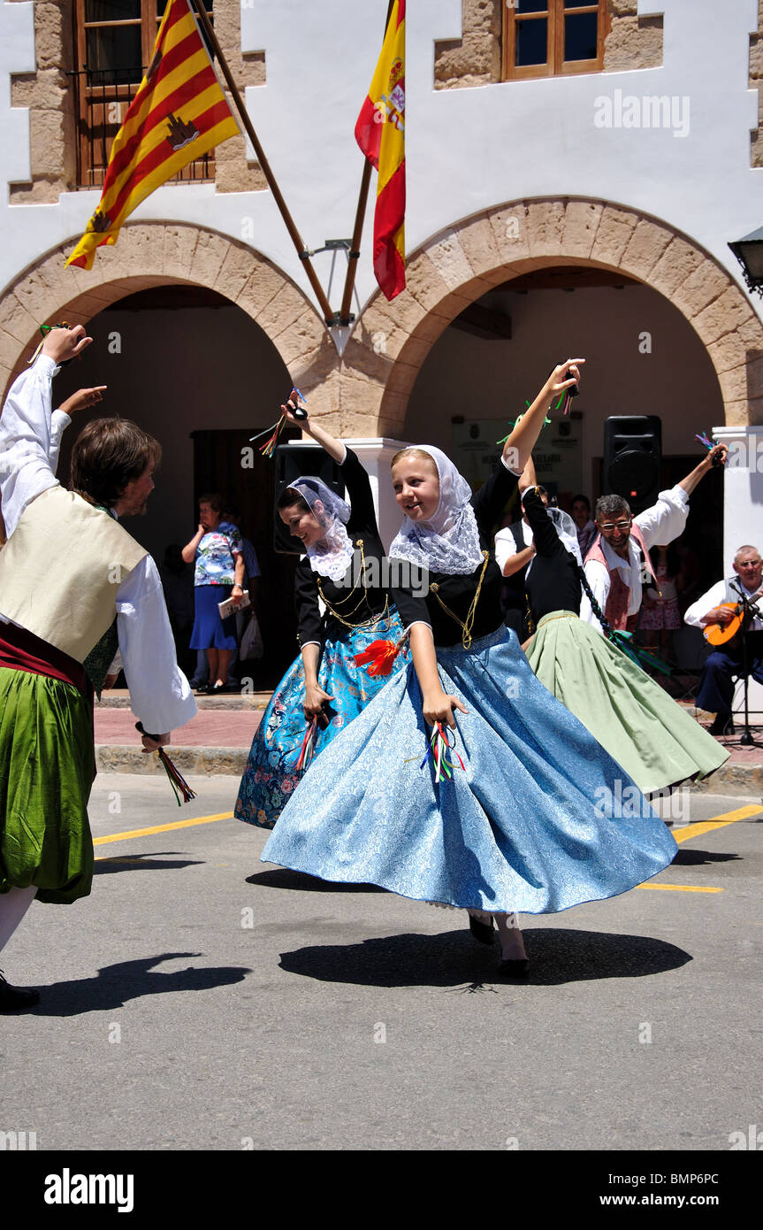 Iles Baléares de folklore, Plaça d'Espanya, Santa Eularia des Riu, Ibiza, Baléares, Espagne Banque D'Images