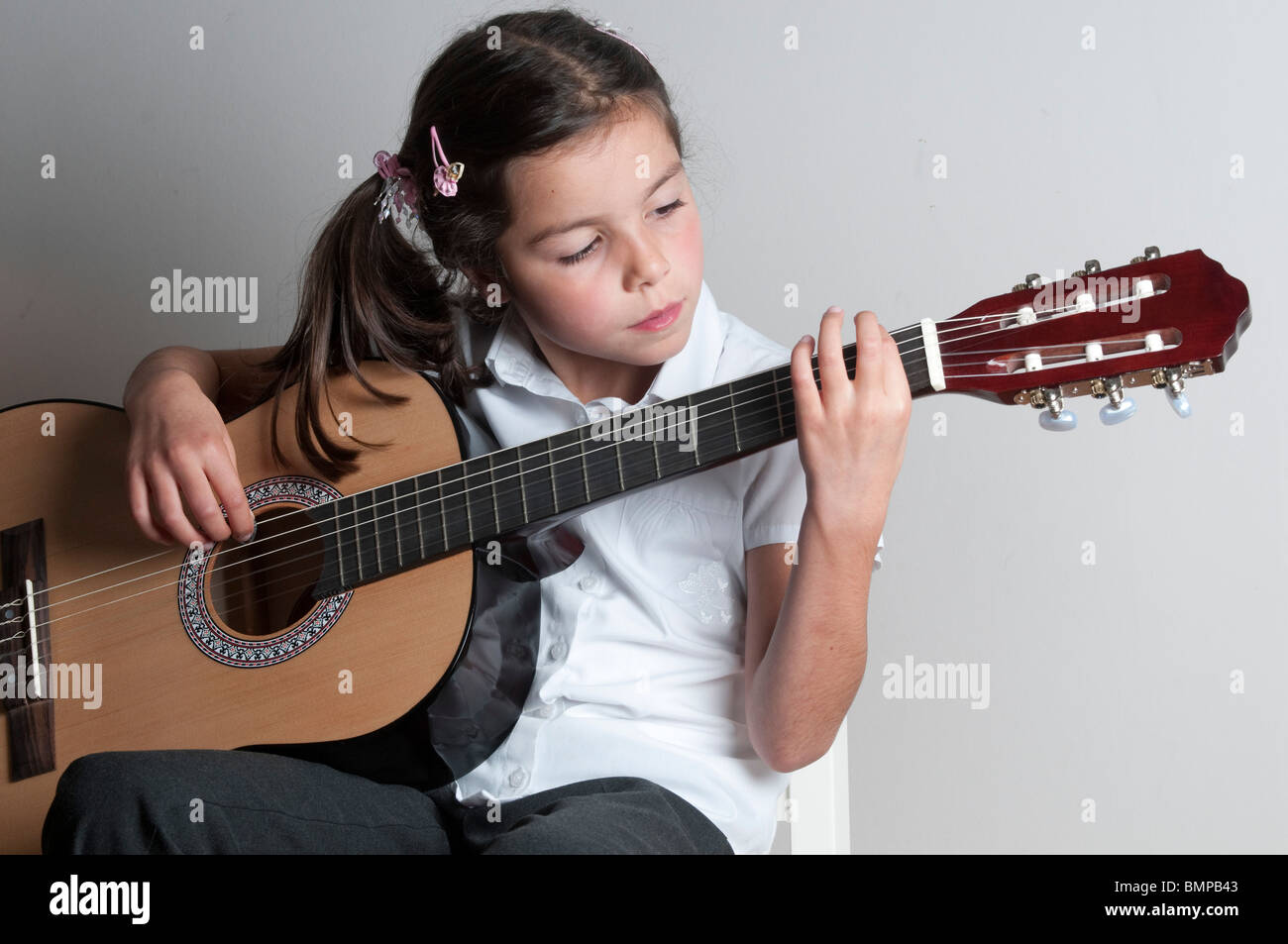 Leçon de guitare Banque D'Images