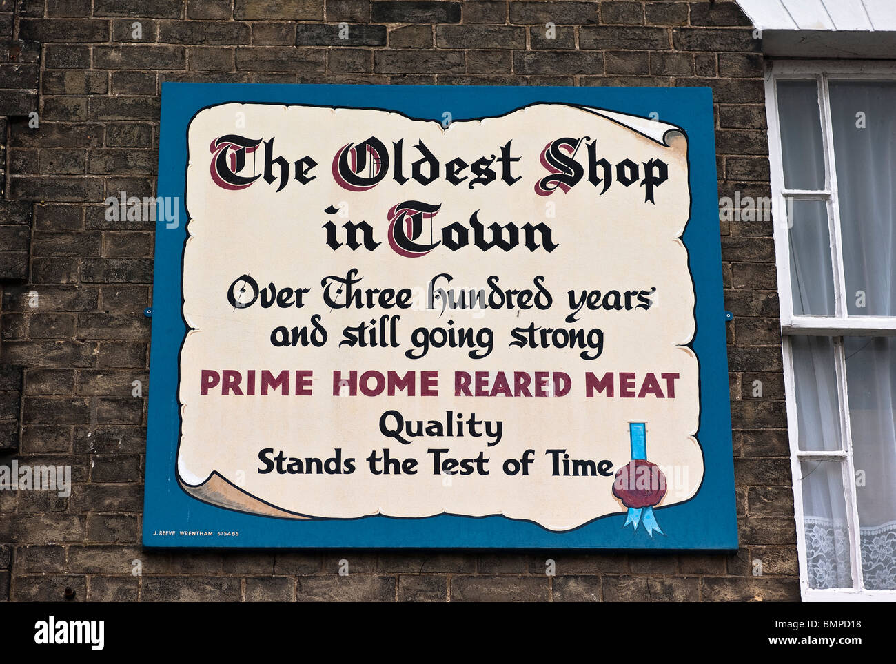 Inscrivez-vous à Southwold Suffolk UK sur une ancienne boucherie Banque D'Images