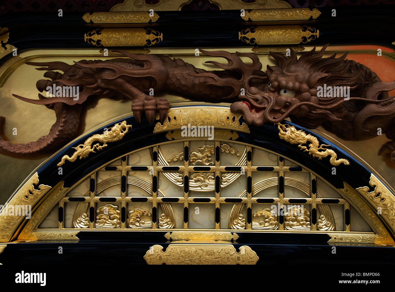 Détail de l'yatai flotte de la célèbre Sanno Matsuri Festival à Takayama, Japon Banque D'Images