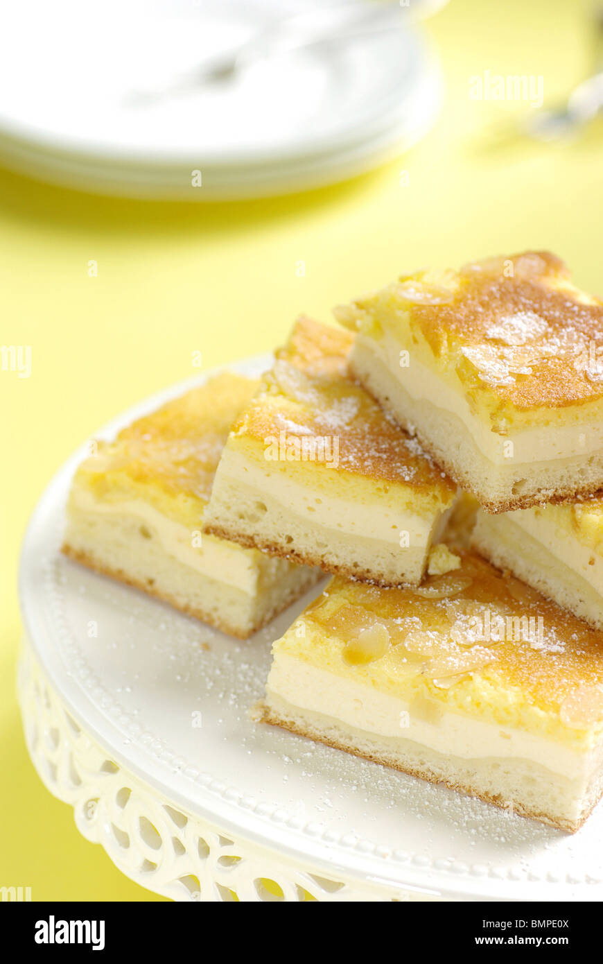 Morceaux de gâteau au fromage Banque D'Images