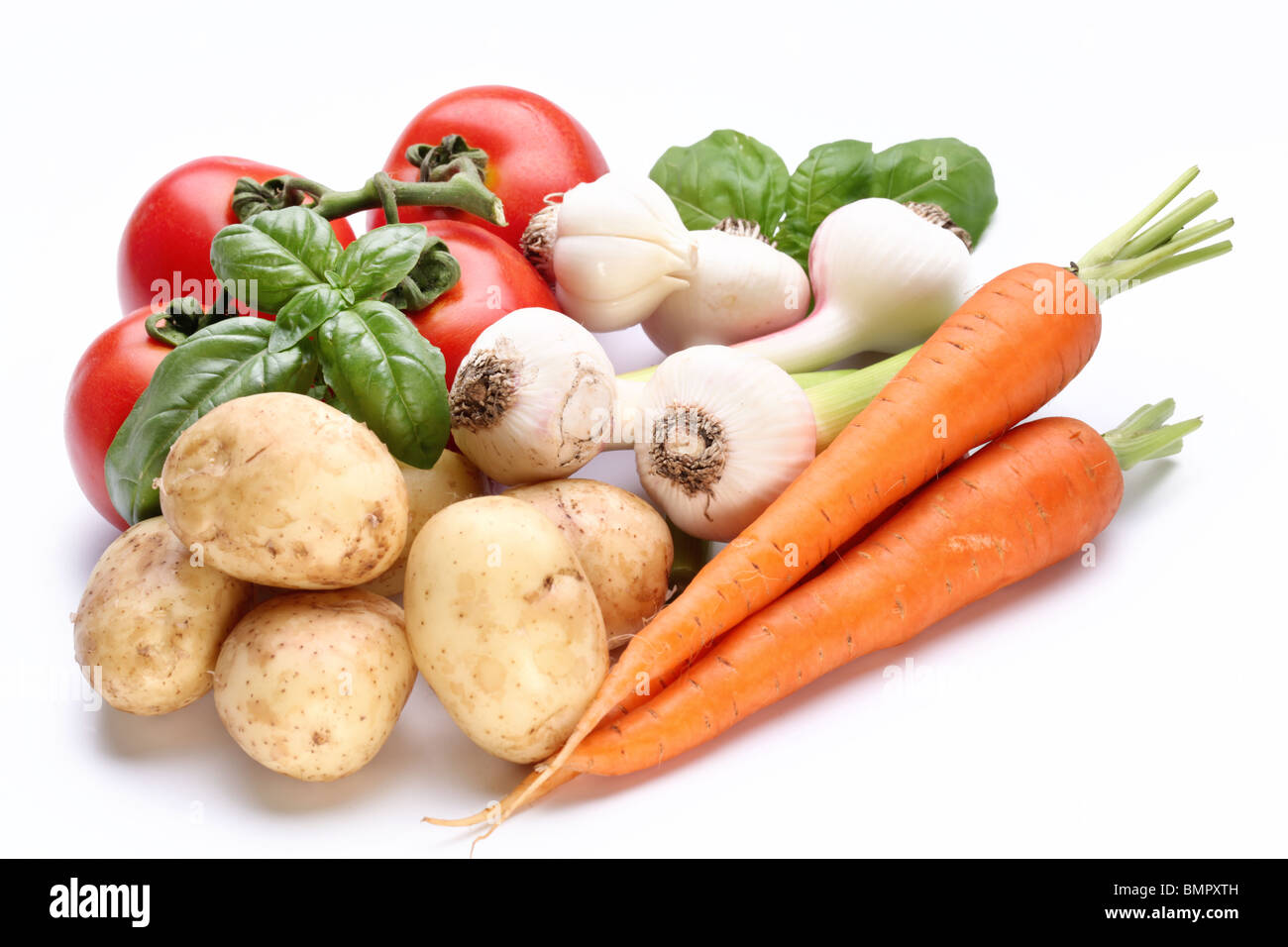 Groupe des légumes frais sur fond blanc Banque D'Images