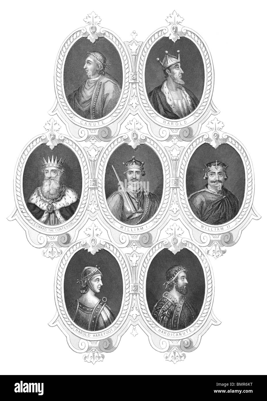 Rois Anglais portraits sur gravure à partir des années 1800. Publié par John Tallis & Co, London & New York. Banque D'Images