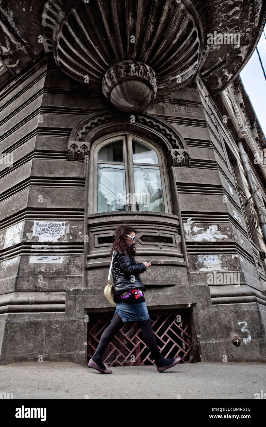 L'architecture Art Nouveau dans la vieille ville de Tbilissi, Géorgie Banque D'Images