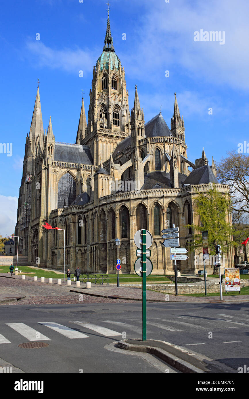 La cathédrale de Bayeux, Bayeux, Calvados, Basse-normandie, France Banque D'Images