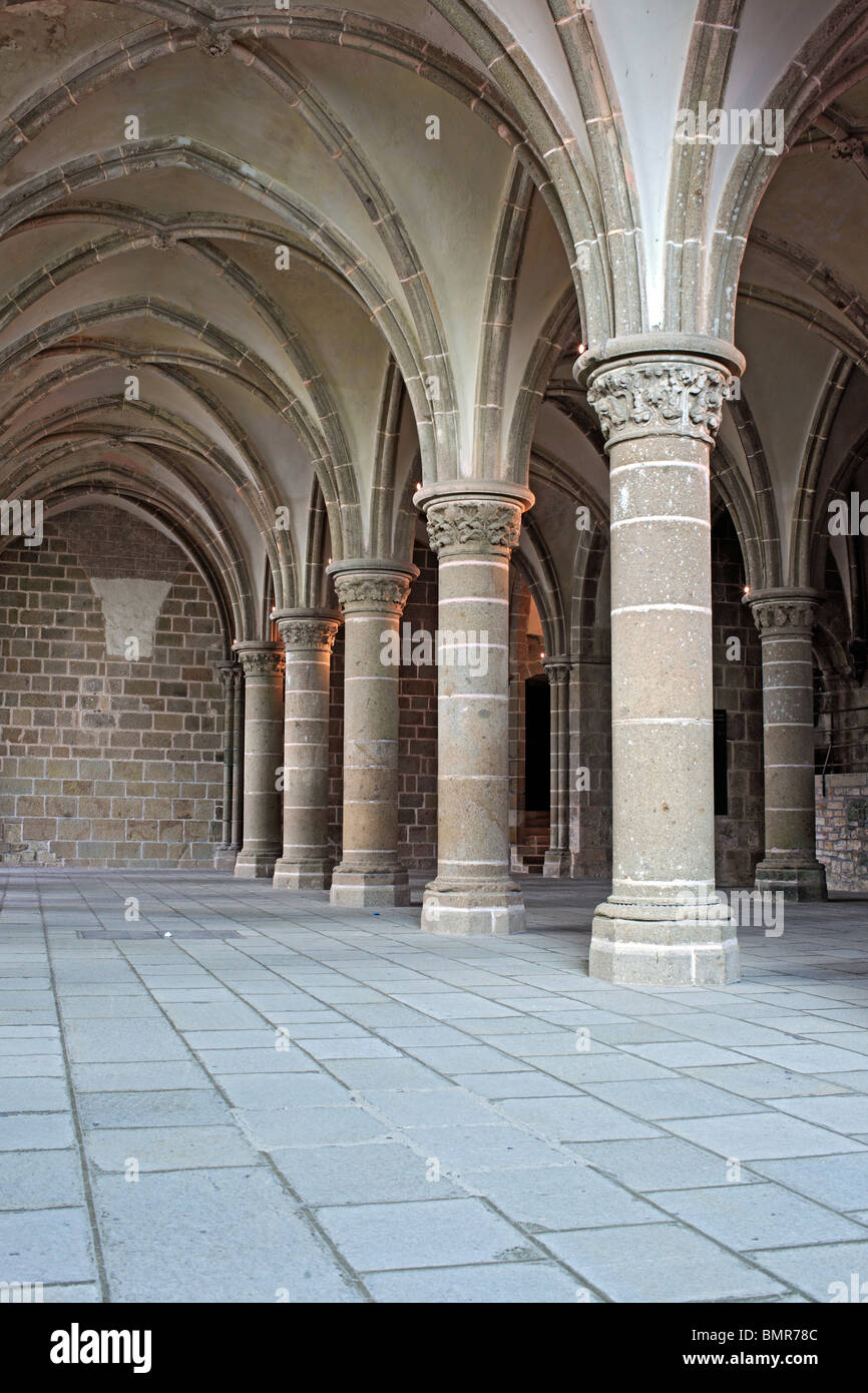 Abbaye, Mont Saint Michel, Manche, Basse-Normandie, France Banque D'Images