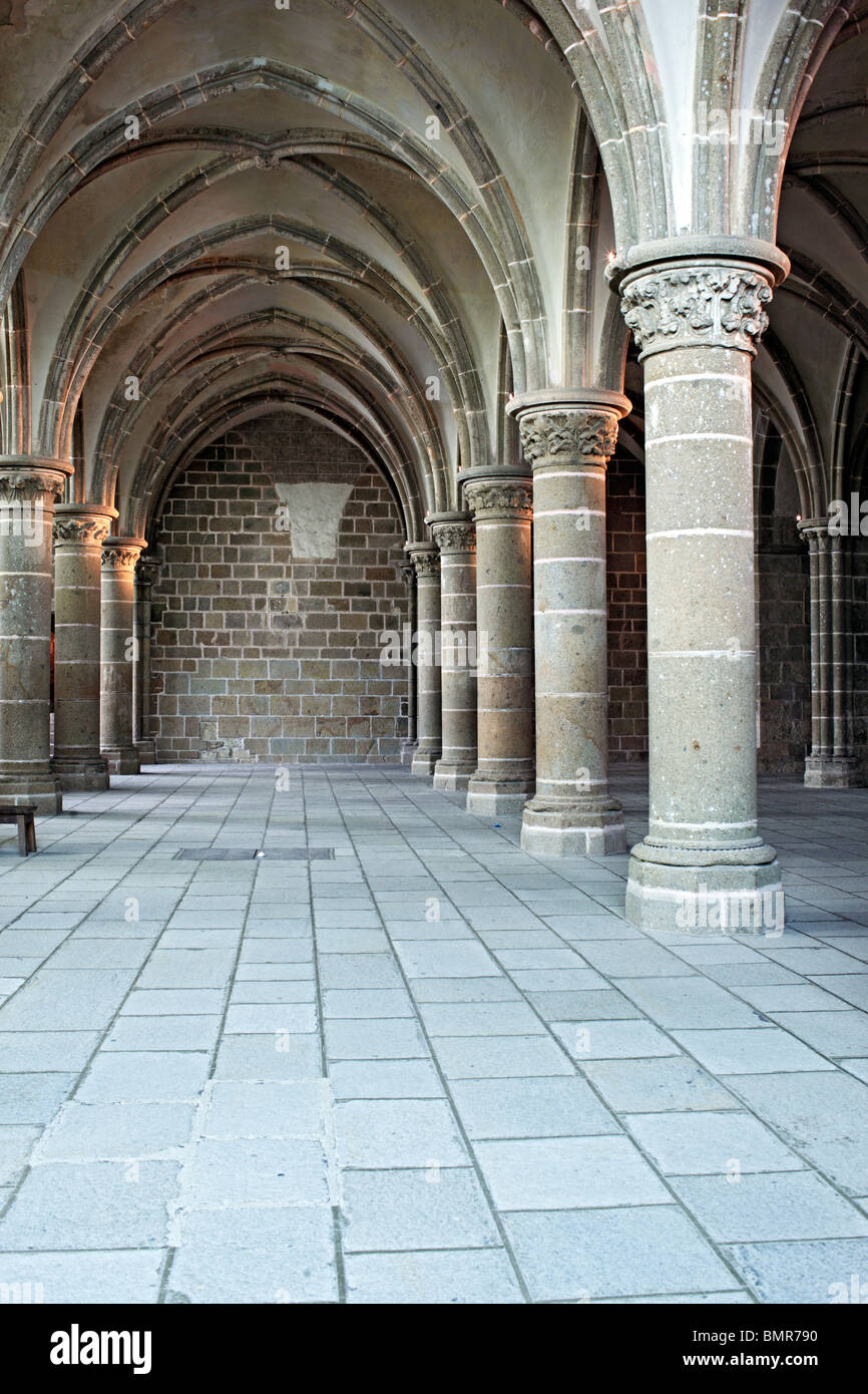 Abbaye, Mont Saint Michel, Manche, Basse-Normandie, France Banque D'Images