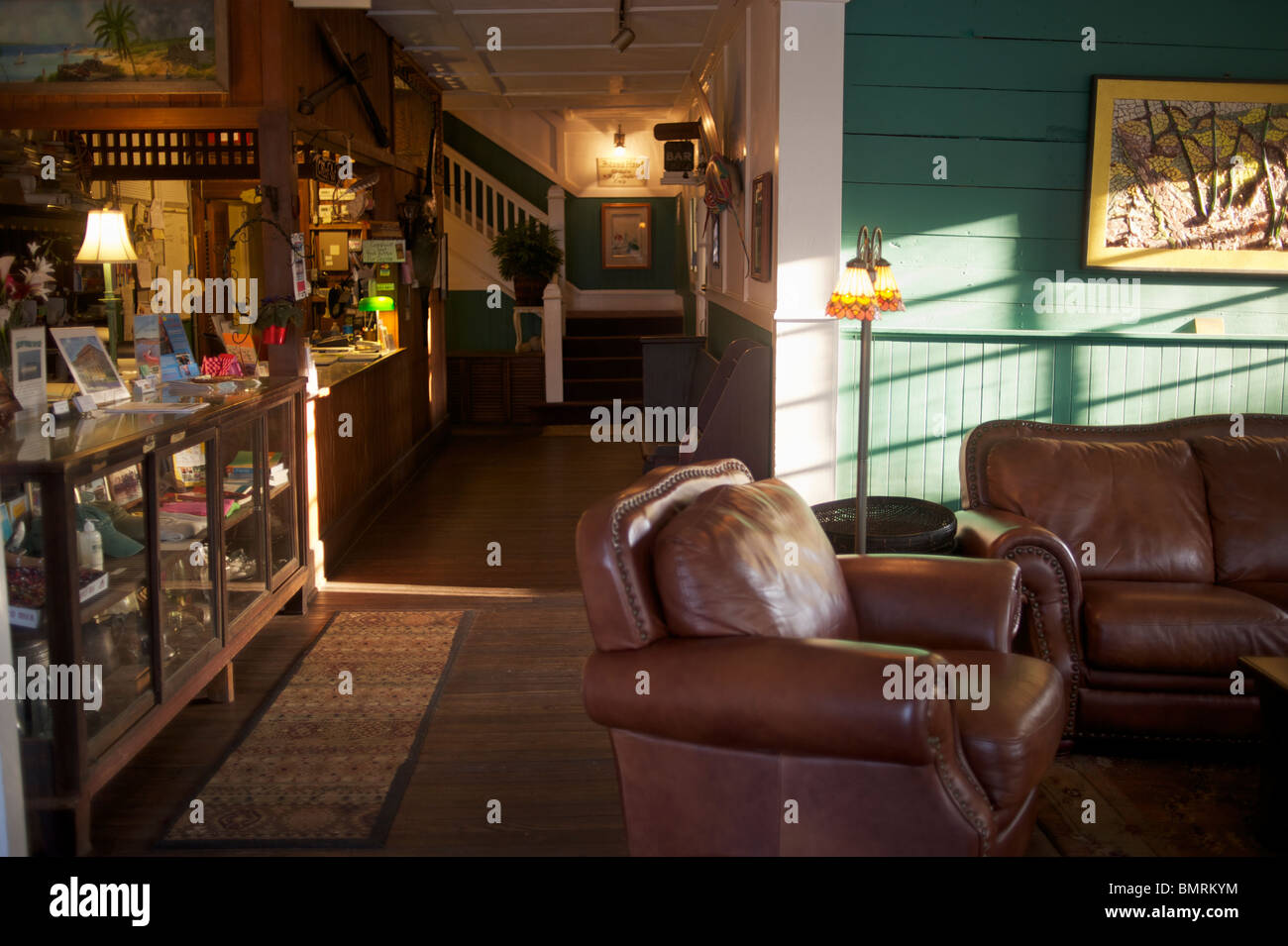 Hall et bureau de l'île, l'hôtel Cedar Key, en Floride Banque D'Images