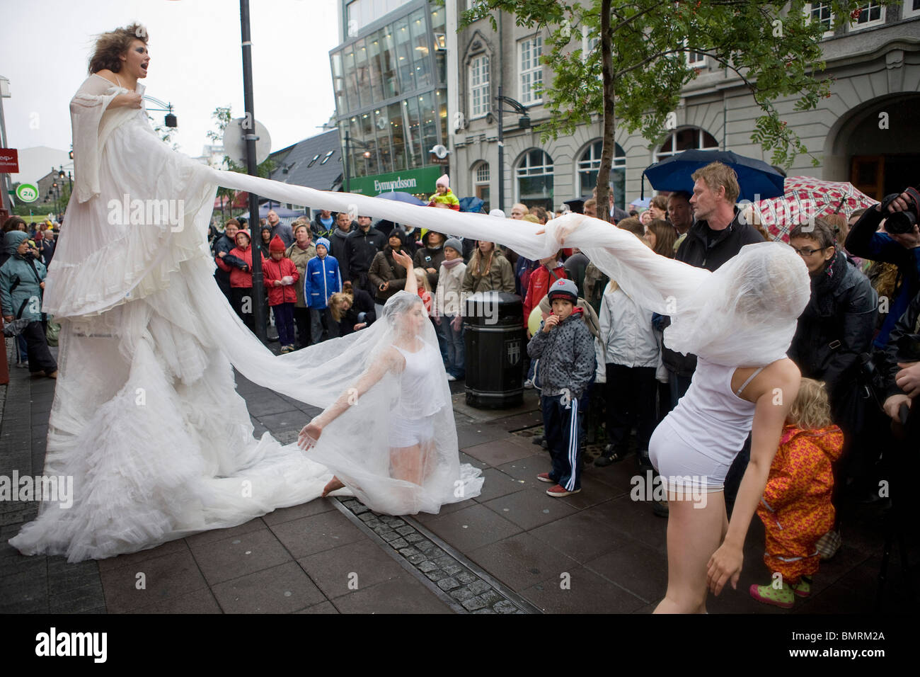 Performance de rue, Reykjavik, Islande Banque D'Images