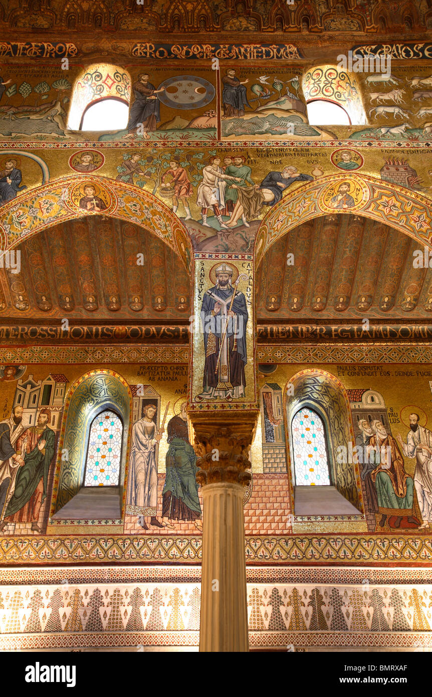 Mosaïques de la chapelle Palatine, Palerme, Sicile Banque D'Images