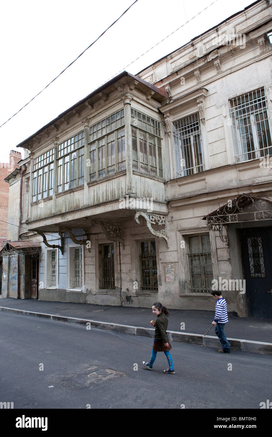 L'architecture Art Nouveau dans la vieille ville de Tbilissi, Géorgie Banque D'Images