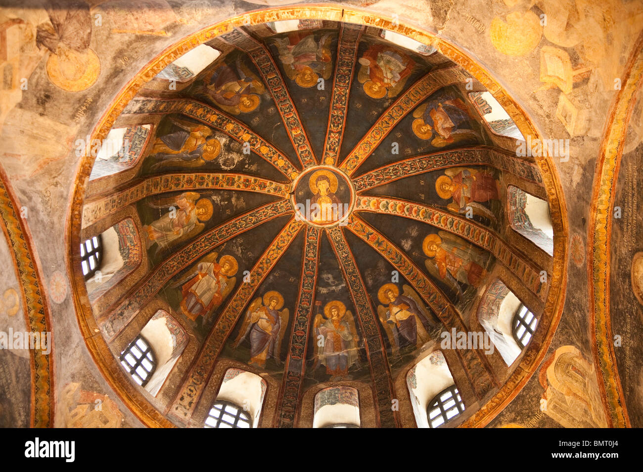Marie et l'enfant Jésus à l'intérieur peinture de dome Musée Chora Kariye, également connu sous le nom de Muzesi, Edirnekapi, Istanbul, Turquie Banque D'Images