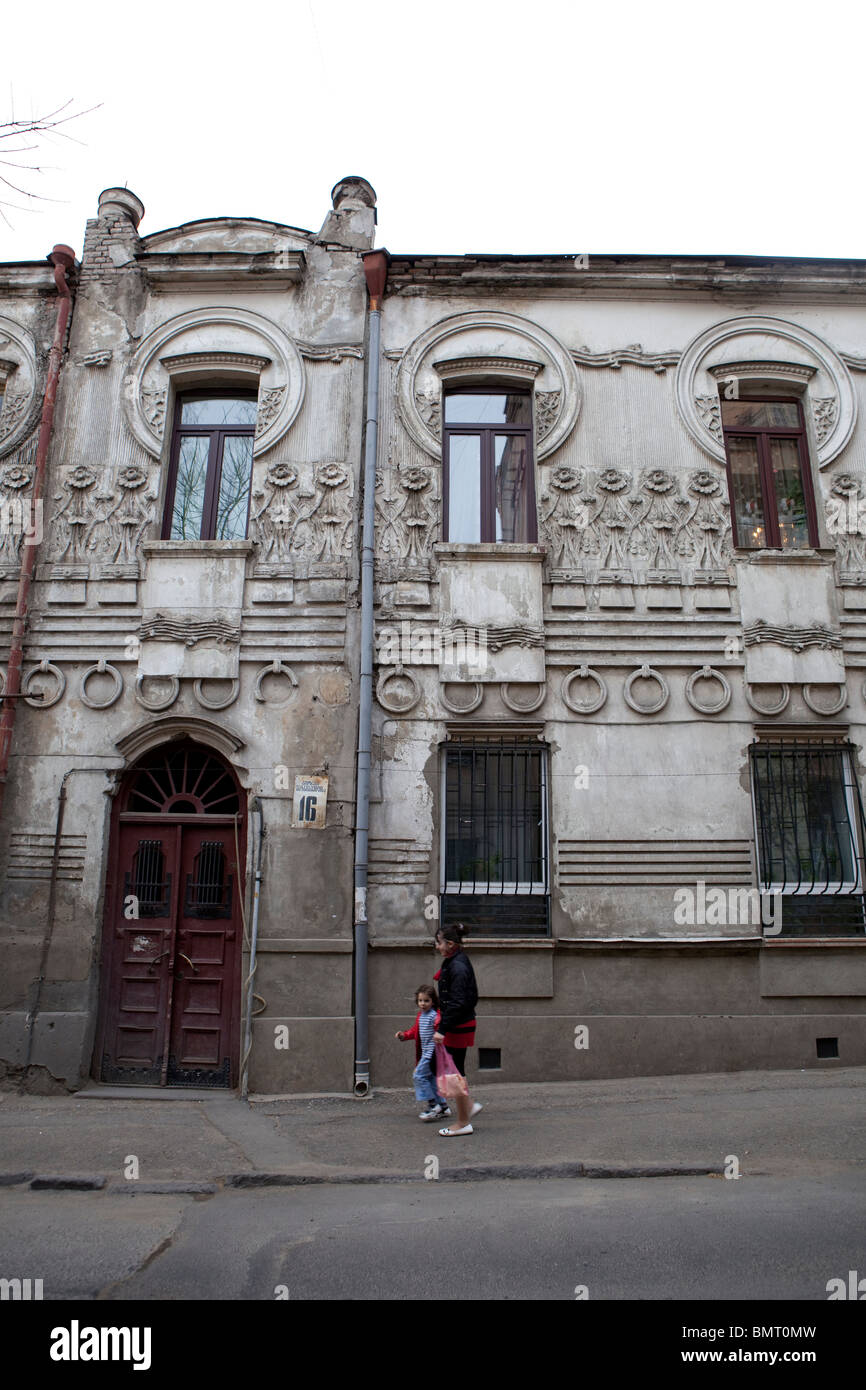 L'architecture Art Nouveau dans la vieille ville de Tbilissi, Géorgie Banque D'Images