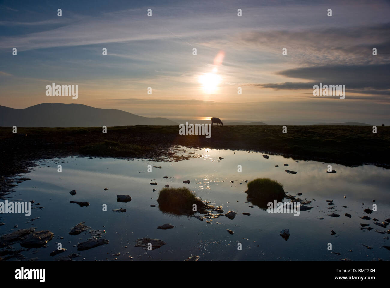 Coucher du soleil sur le sommet Blencathra, Lake District, Cumbria Banque D'Images