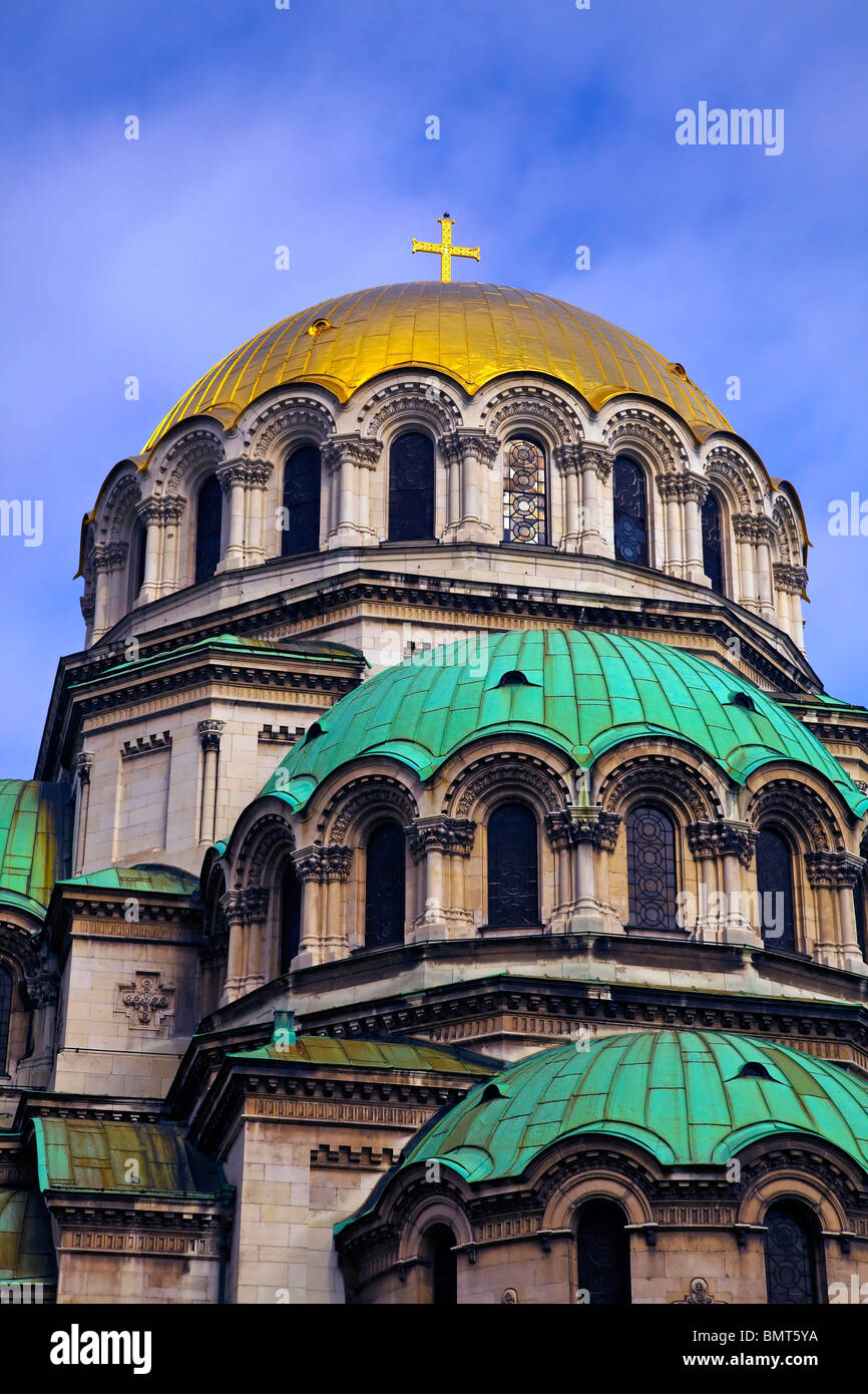 Dômes de la cathédrale Alexandre Nevski Memorial Church à Sofia, Bulgarie Banque D'Images