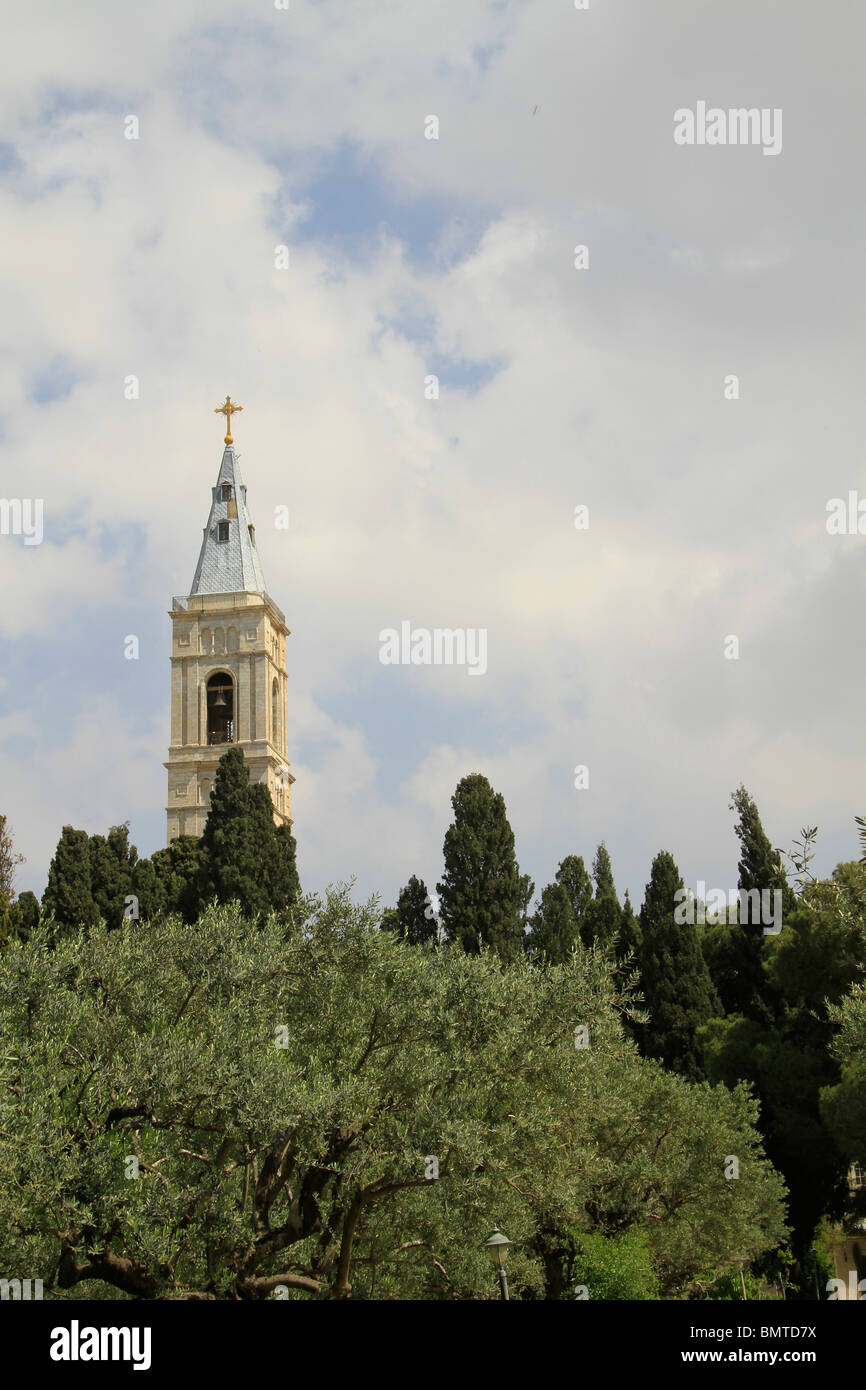 Israël, Jérusalem, l'Église russe orthodoxe de l'ascension au Mont des Oliviers Banque D'Images