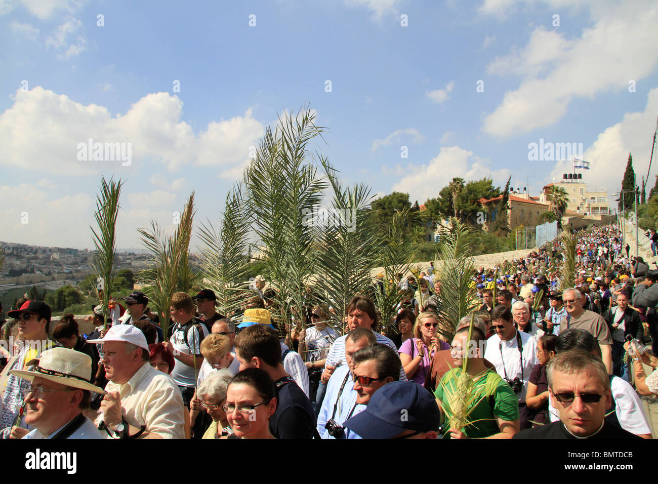 Israël, Jérusalem, Pâques, procession des Rameaux au mont des Oliviers Banque D'Images