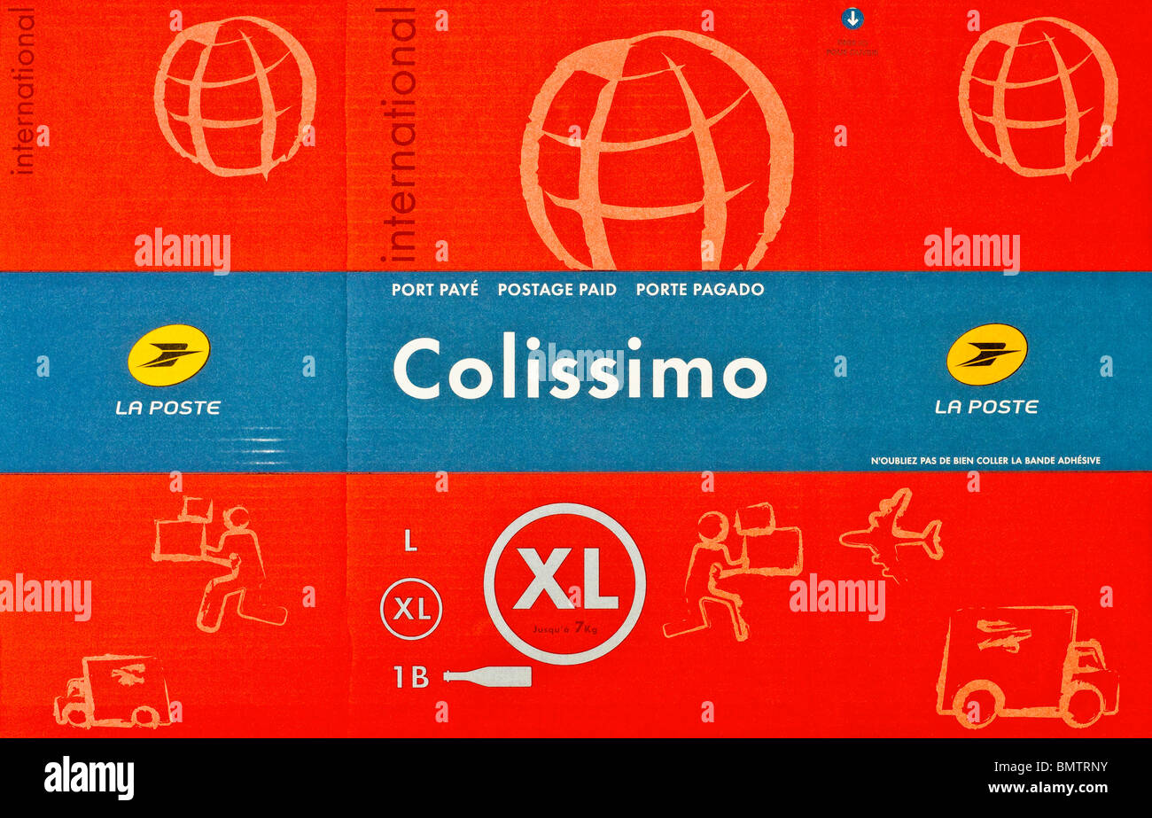 La Poste Colissimo poste française télévision-pack boîte à colis pré-payé - France. Banque D'Images