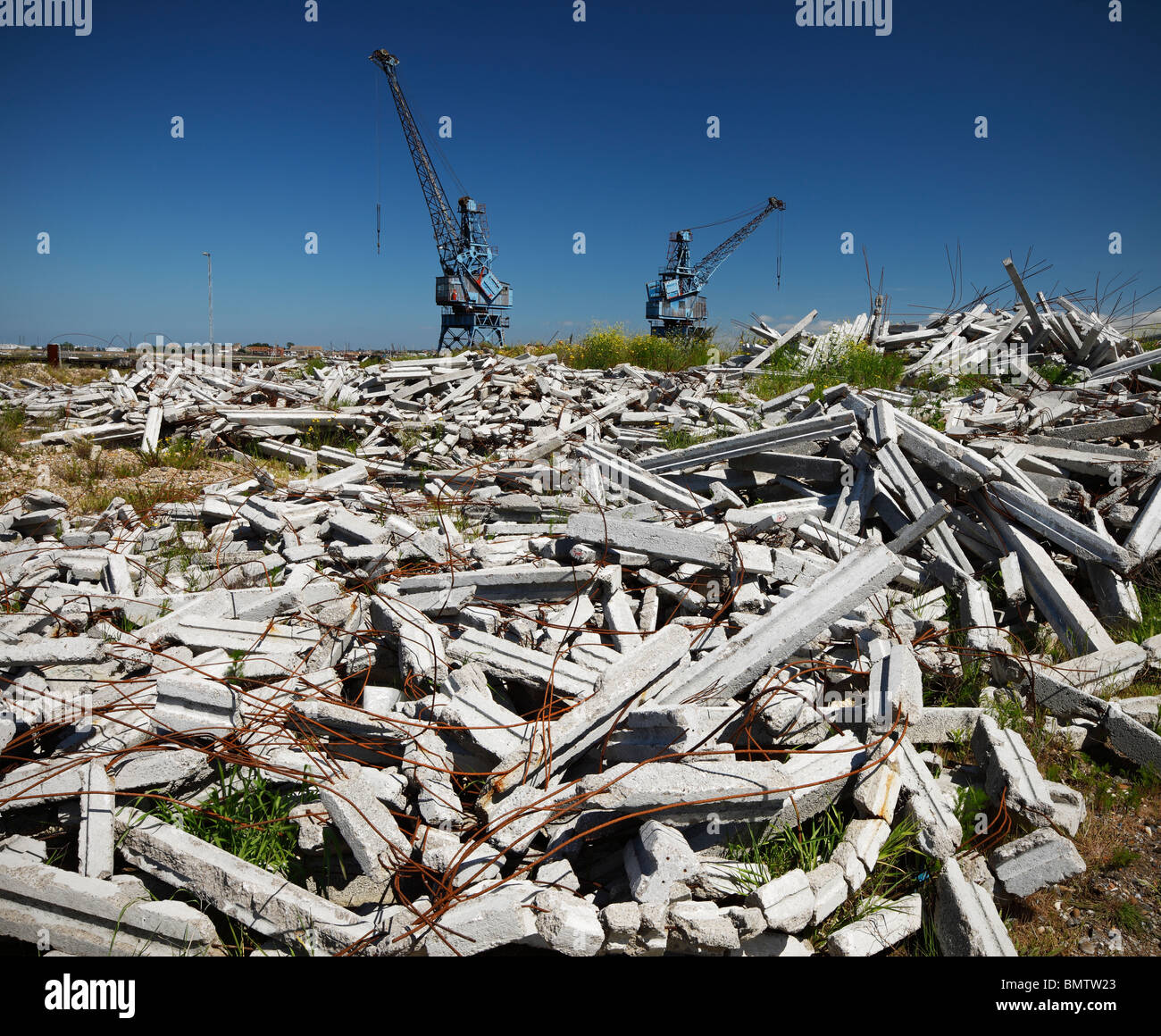 Site industriel désaffecté de lavage du charbon à quai, Sheppey. Banque D'Images