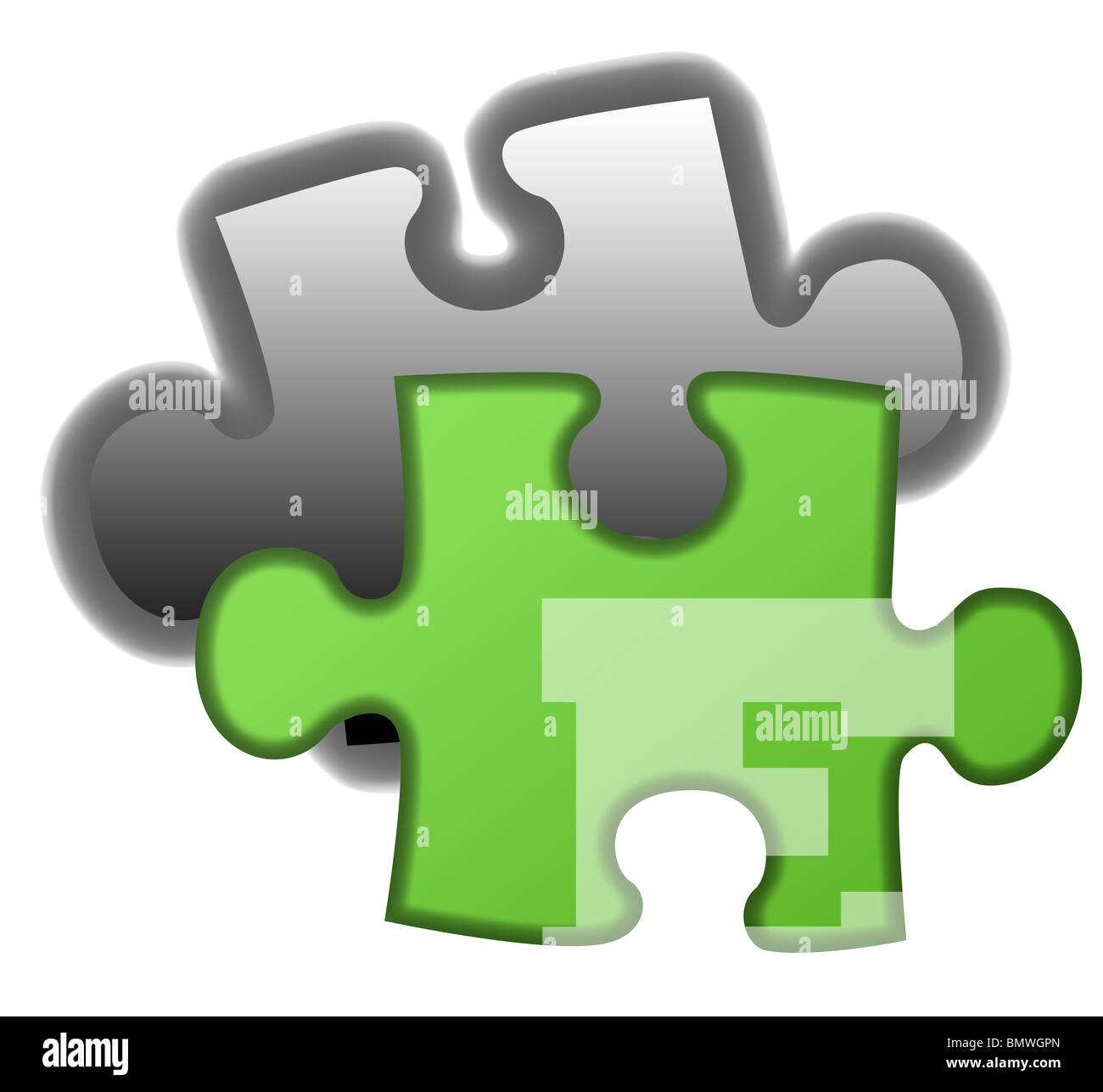 Dernière pièce du puzzle, eco vert isolé sur fond blanc. Banque D'Images