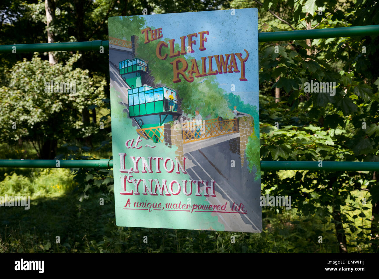 Pancarte Cliff Railway Lynton Lynmouth Devon UK Banque D'Images