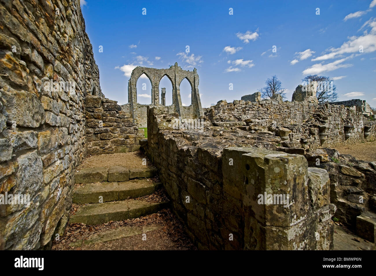 Les ruines d'une ancienne abbaye détruite lors de la dissolution des monastères par Henri le huitième Banque D'Images