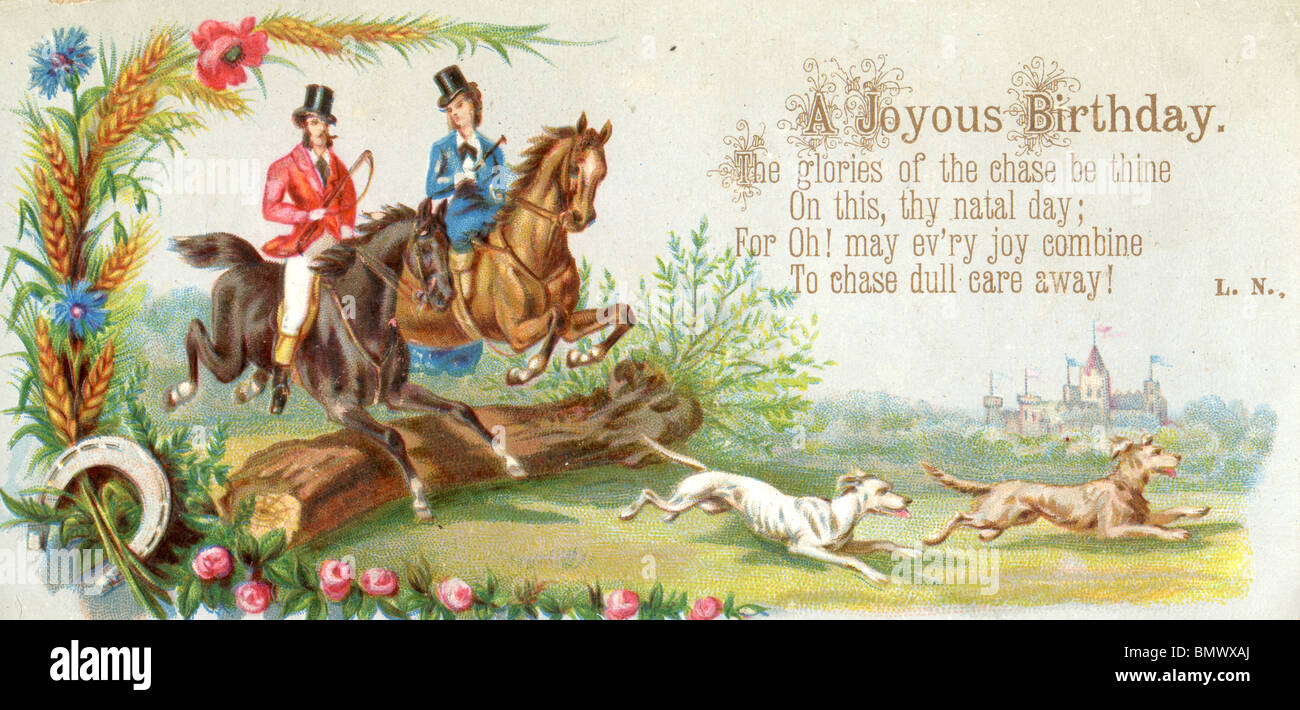 Carte d'anniversaire - la chasse Banque D'Images