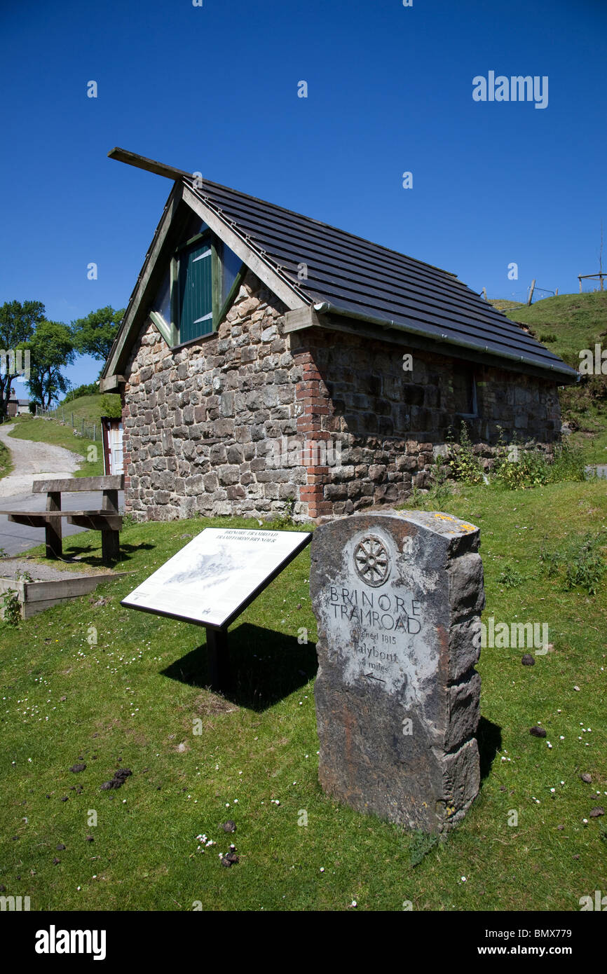 Brinore Tramroad pierre marqueur et de l'information Trefil Wales UK Banque D'Images