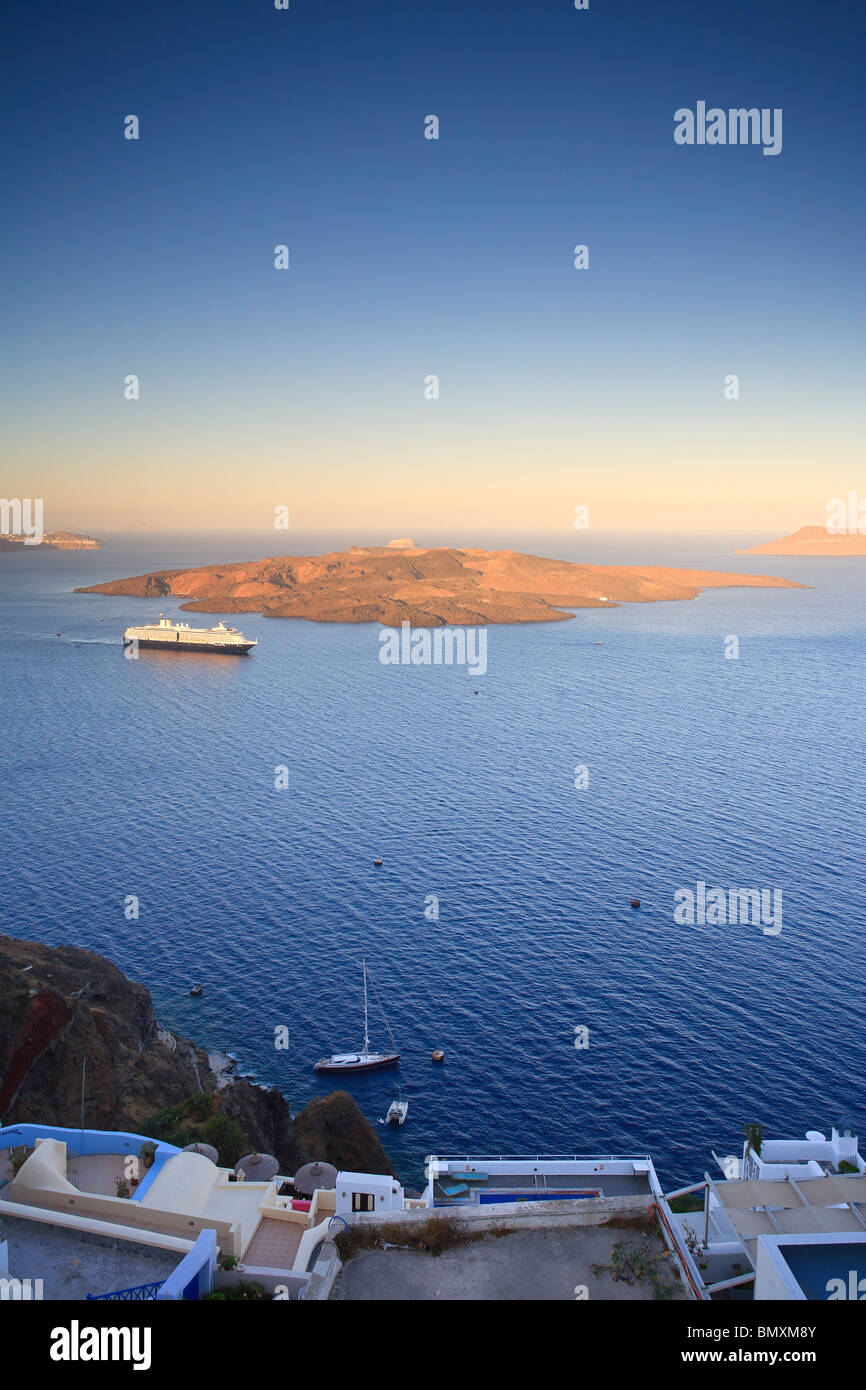Grèce, les Cyclades, Santorin, Fira (thira), vue de la caldeira de Santorin Banque D'Images