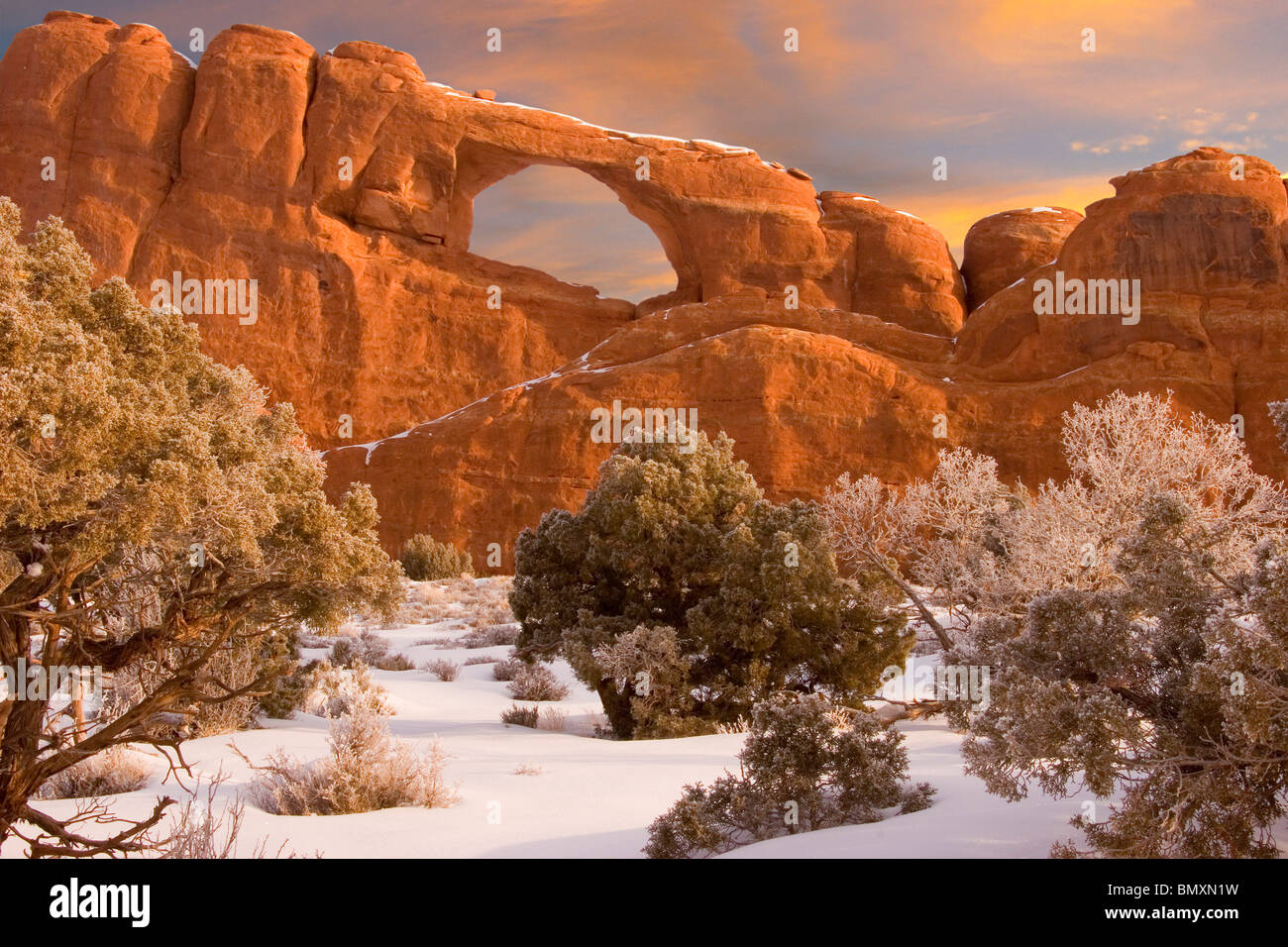 En hiver Parc National Arches dans le désert au sud-ouest de l'Utah USA Banque D'Images