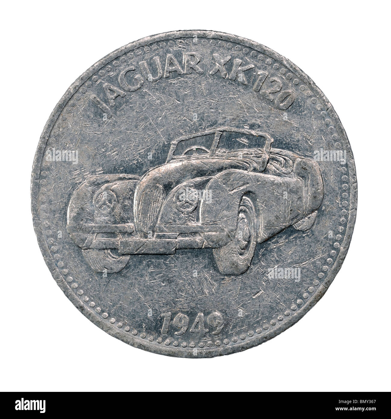 Jaguar XK 120 jeton en métal Banque D'Images