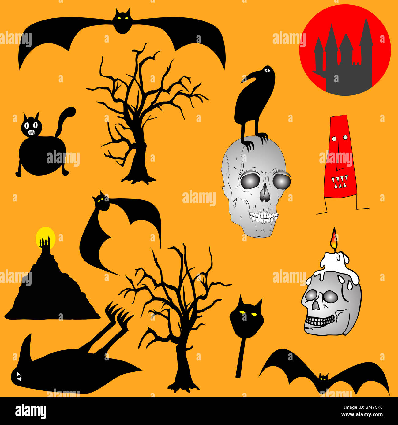 Arrière-plan de l'Halloween - divers éléments graphiques Banque D'Images