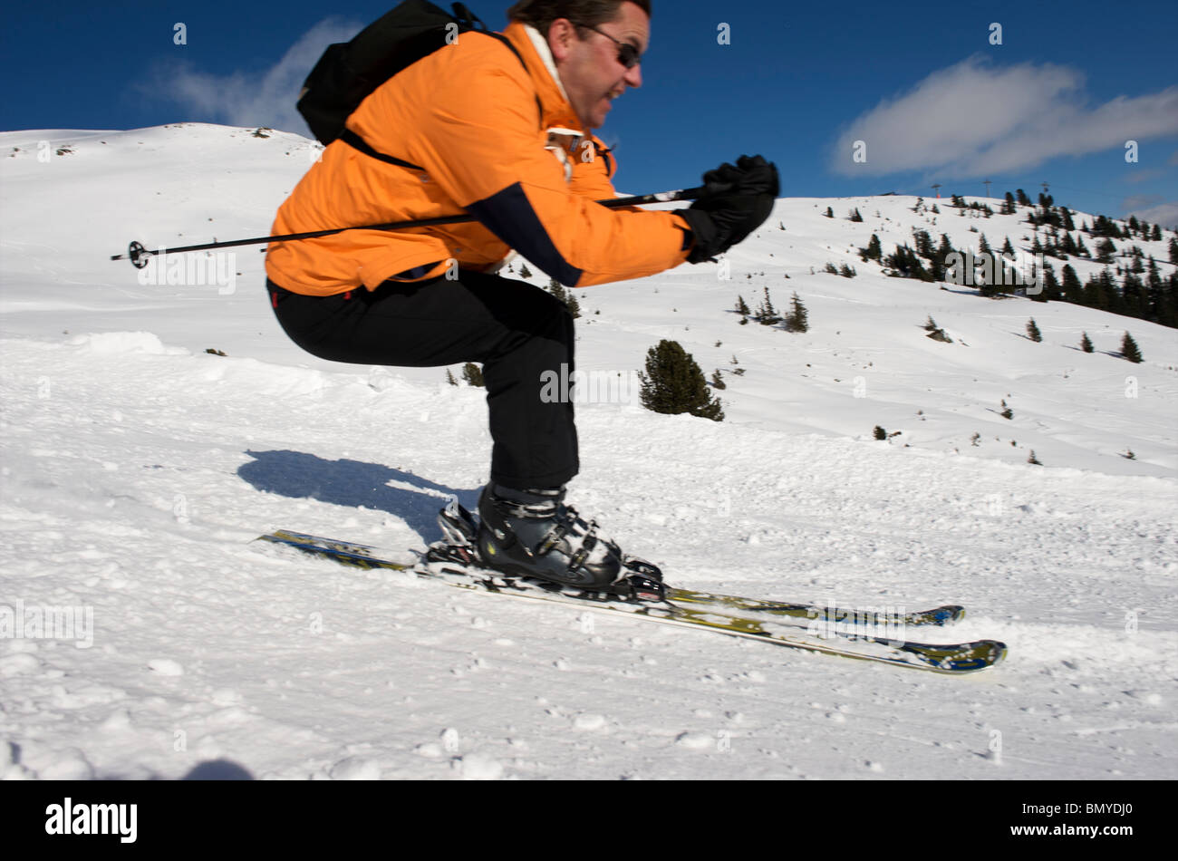 Konigsleiten, skieur détecte la vitesse Banque D'Images