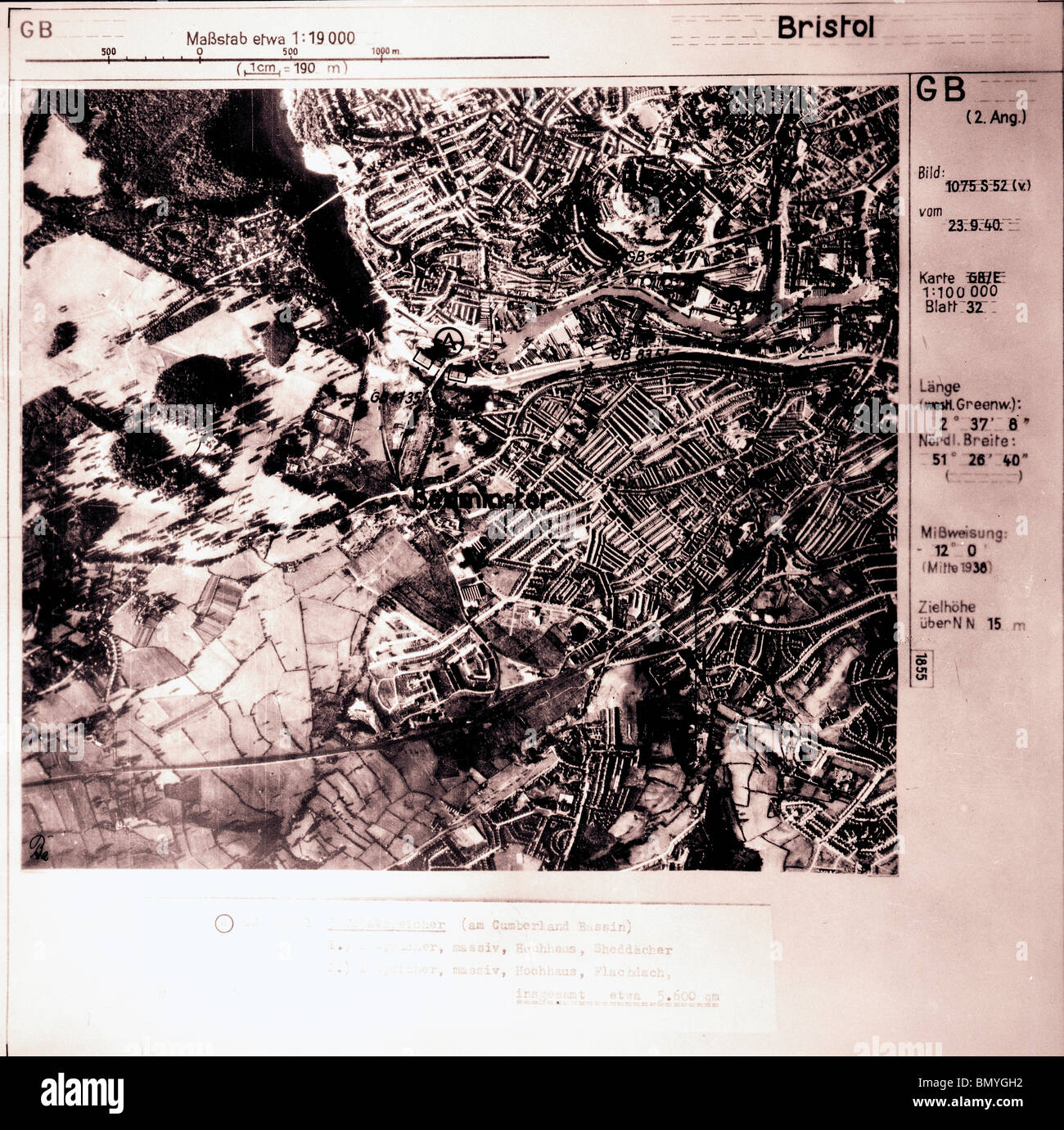 Bedminster, le bassin de Cumberland et Clifton - Bristol, 23 septembre 1940 Le port flottant Banque D'Images