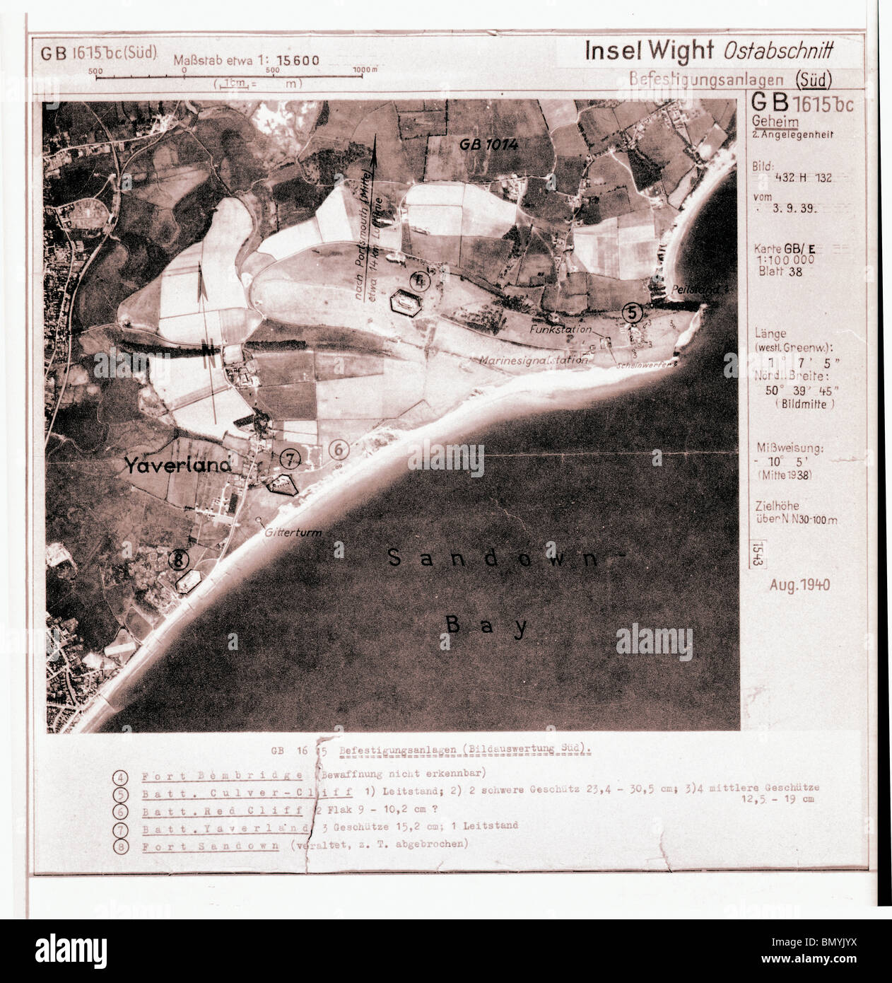 La baie de Sandown, Yaverland, Nr. Bembridge - Île de Wight 3 septembre 1939 Fortifications Banque D'Images