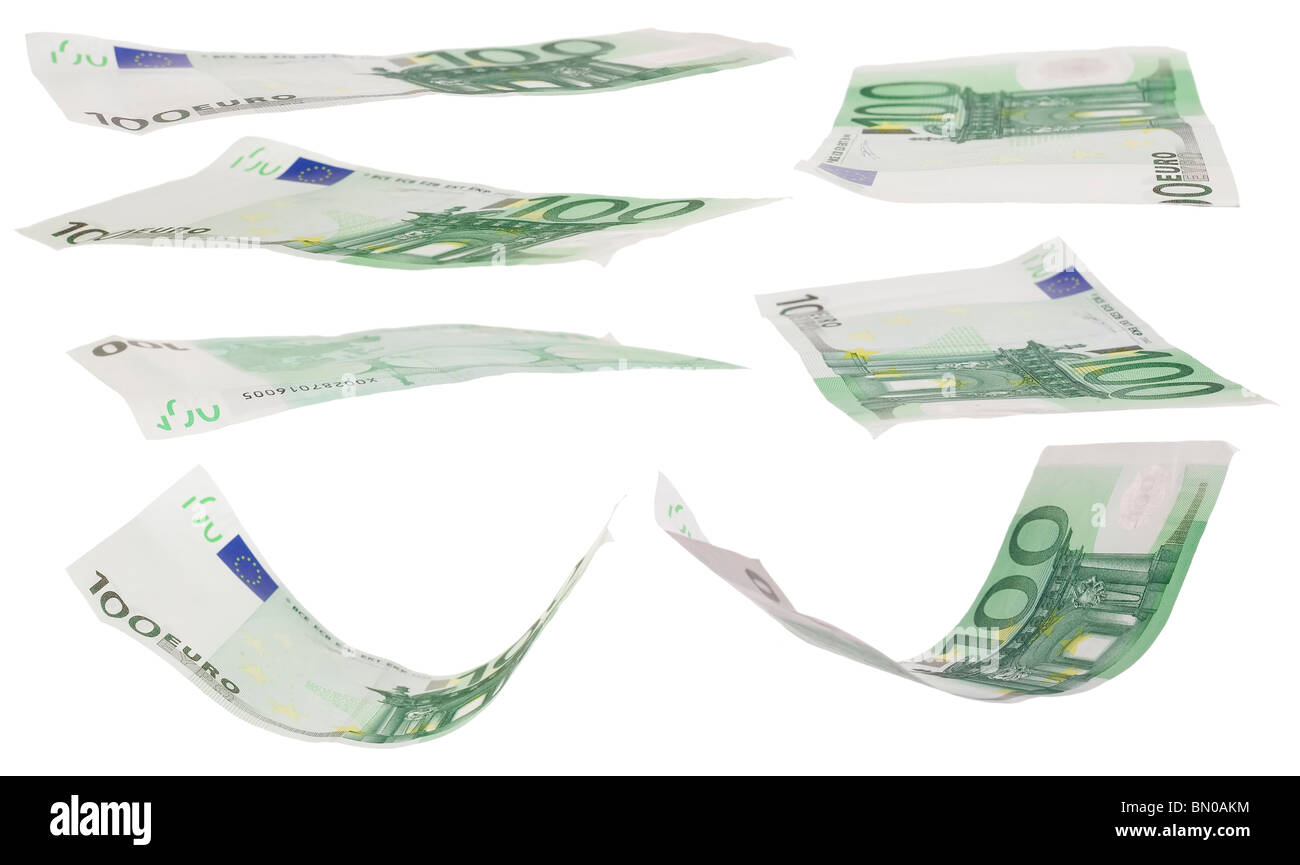 Il y a quelques centaines d'euro billet vert dans diverses positions Banque D'Images
