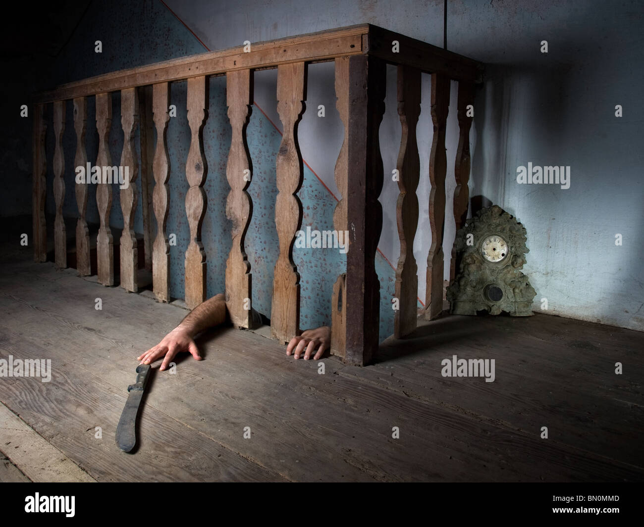 Sous-sol souvent être le lieu d'horribles crimes dans de nombreuses histoires criminelles. Banque D'Images