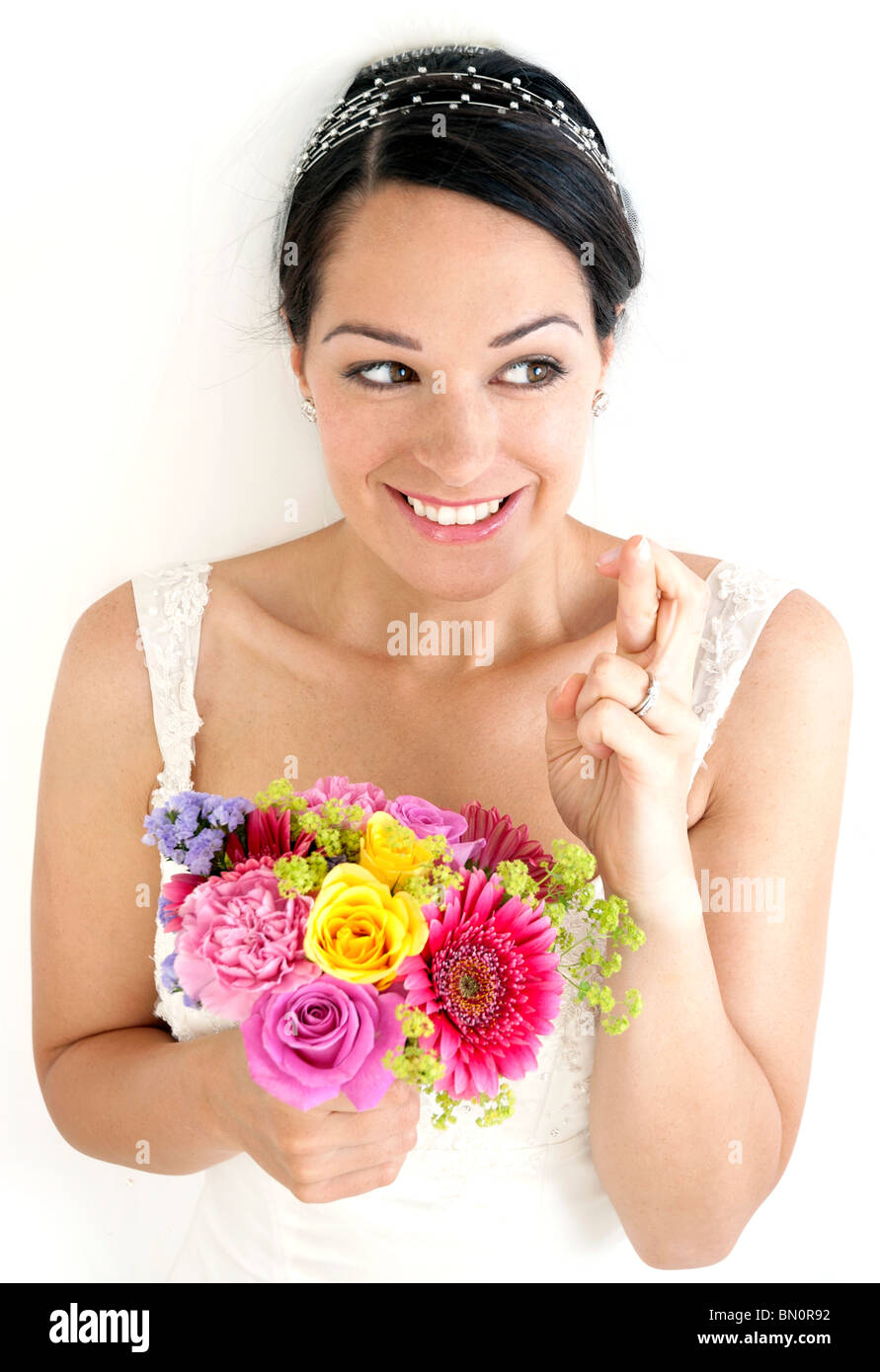 Je croise les doigts pour un mariage heureux Banque D'Images