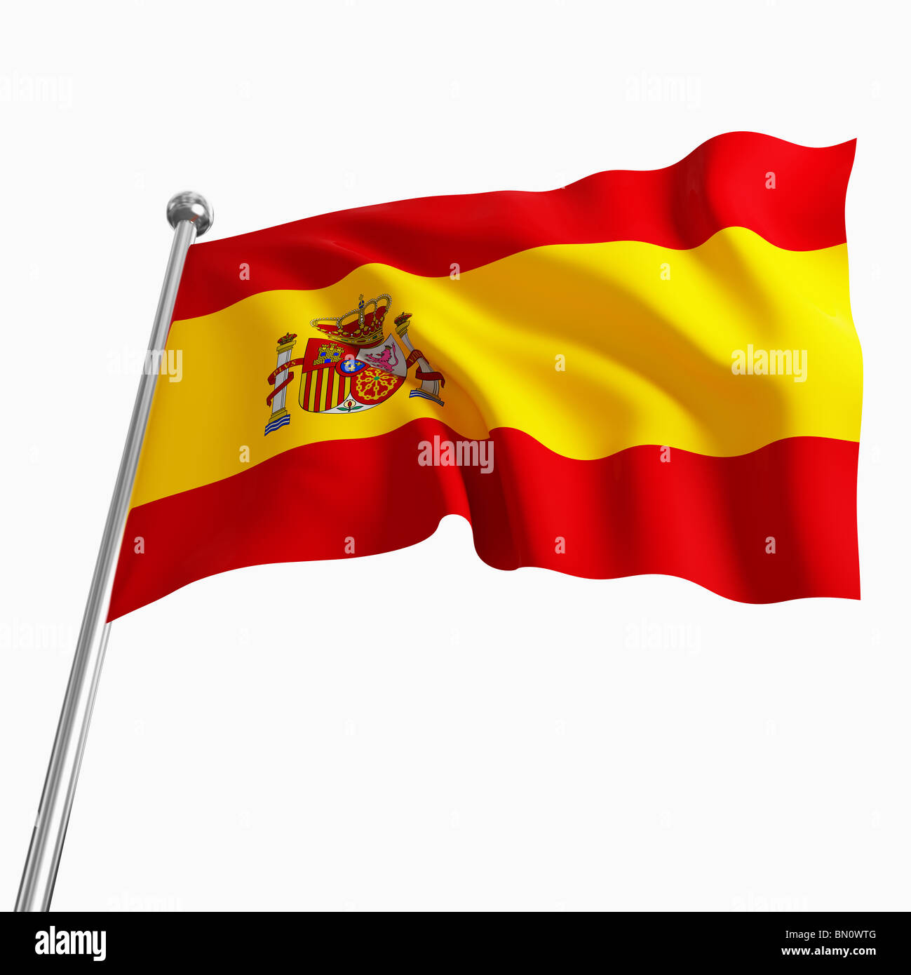 Image 3D de l'Espagne drapeau isolated on white Banque D'Images