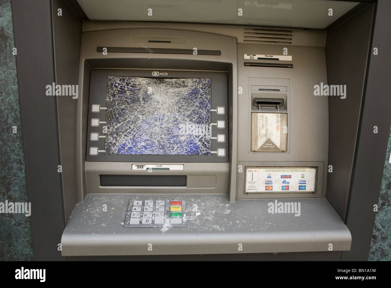 Cash machine atm vandalisés à Londres Banque D'Images