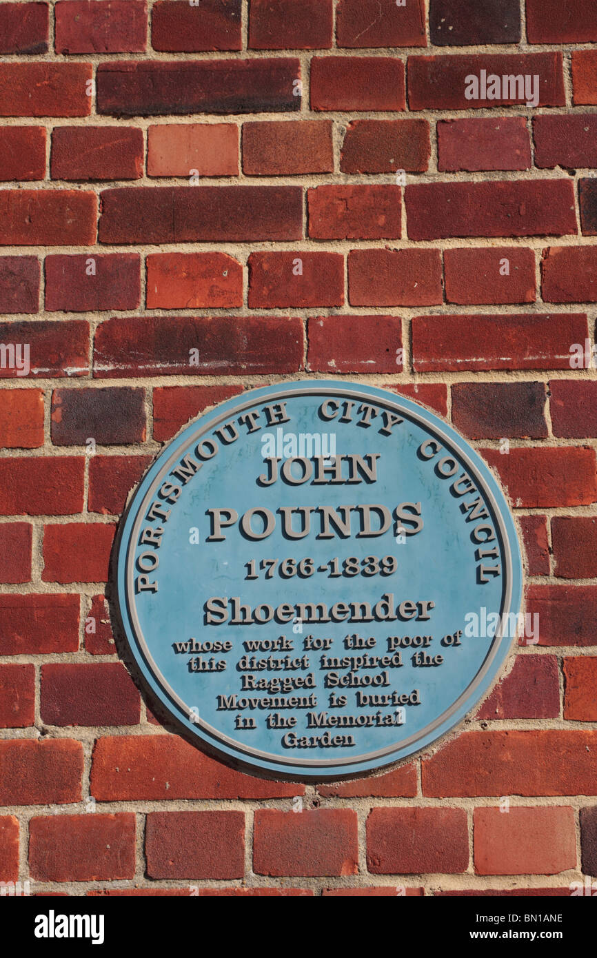 Blue plaque commémorant John Livres Portsmouth UK Banque D'Images