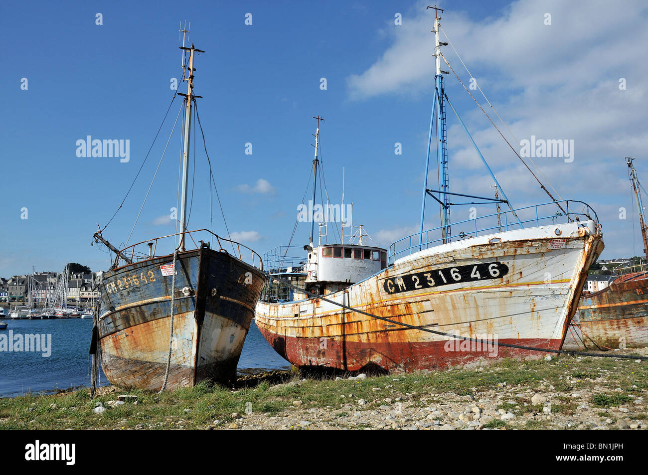 Les vieux navires, musée en plein air, Camaret-sur-Mer, Finistère, Cornouaille, Bretagne, France Banque D'Images