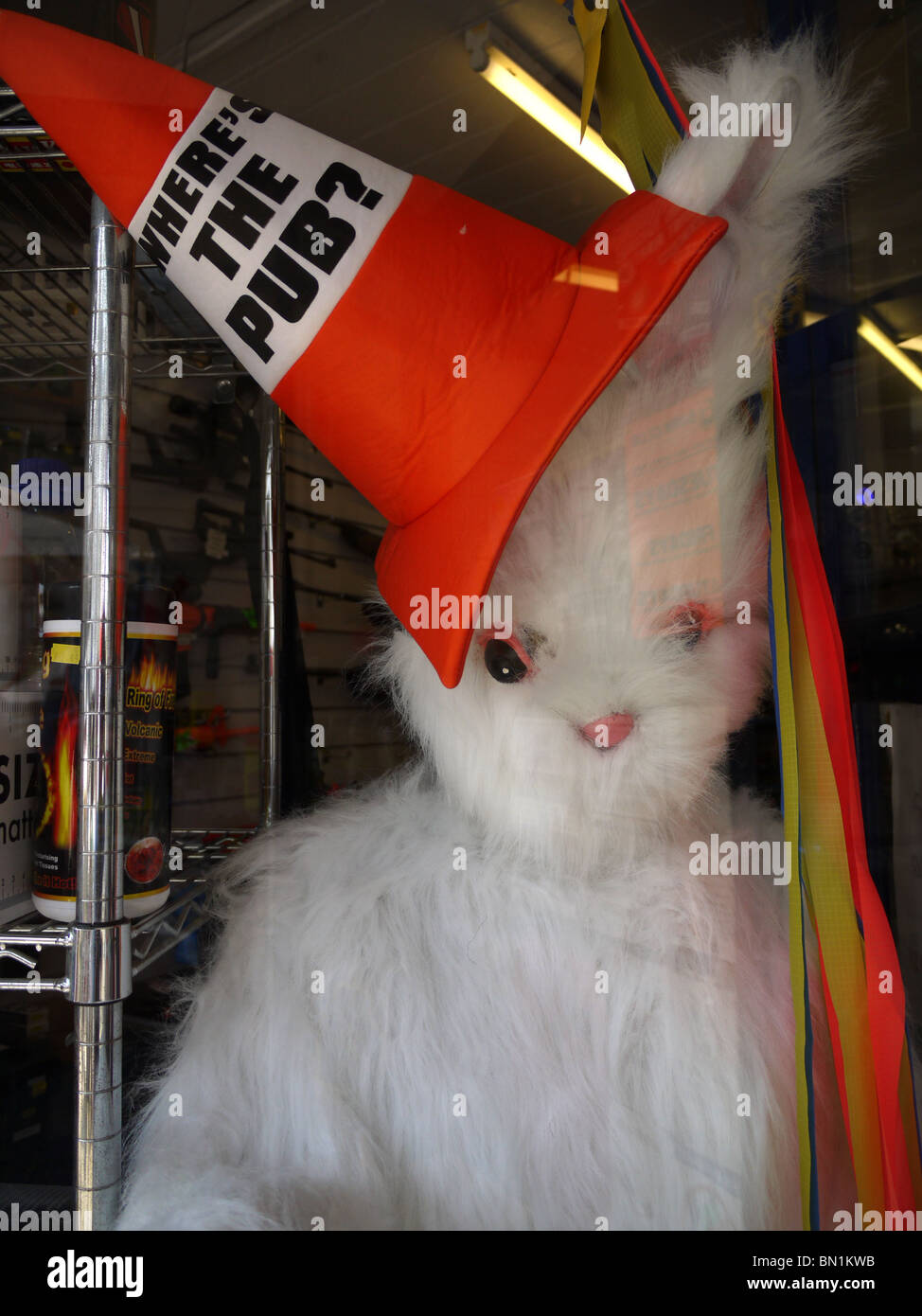 Où est le lapin blanc pub affichage fenêtre UK Banque D'Images