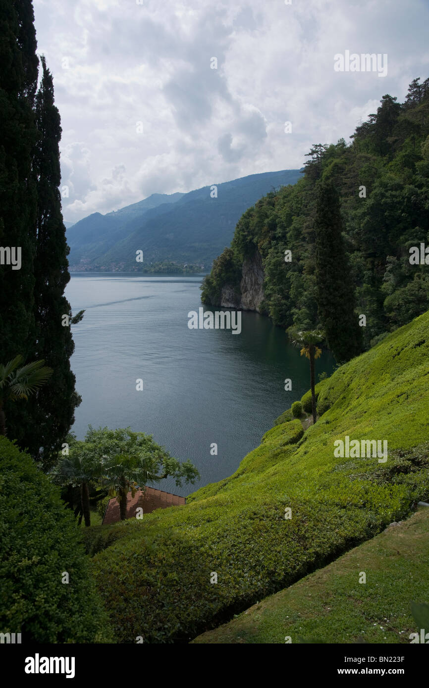 Vue de la Villa del Balbianello, Lezzeno, Lac de Côme, Italie Banque D'Images