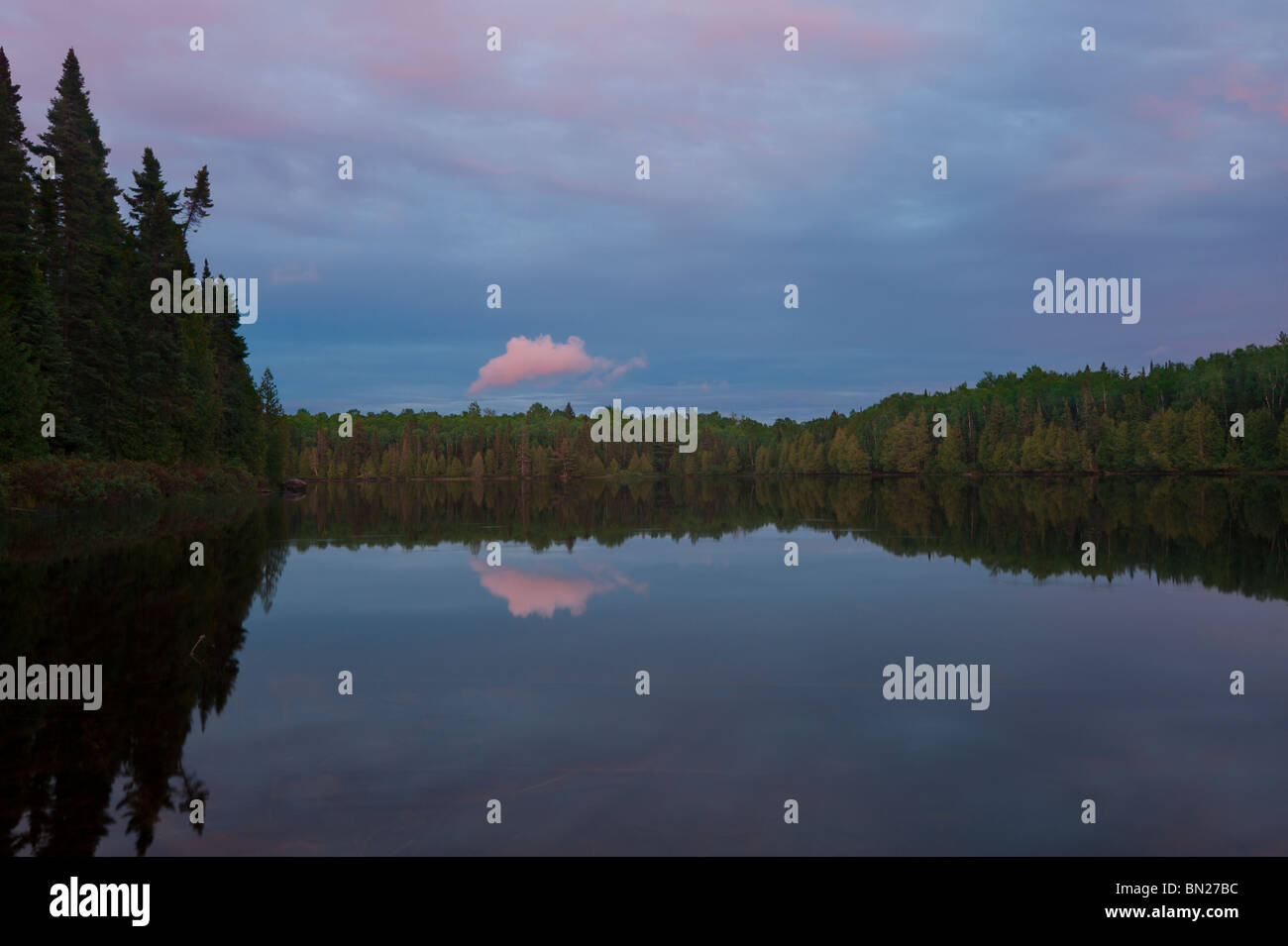 Couleurs DU SOIR SUR LE LAC BALEINE Boundary Waters Canoe Area Banque D'Images