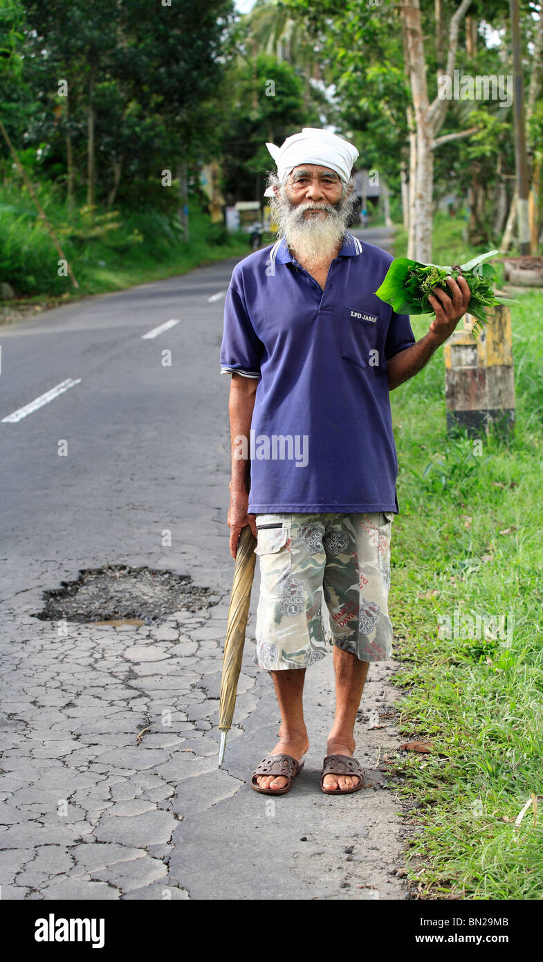 Balinais âgées homme, peutêtre un saint homme ou un prêtre (à cause de