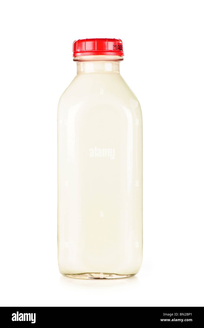 Bouteille de verre isolé d'aliments nutritifs du lait blanc Banque D'Images